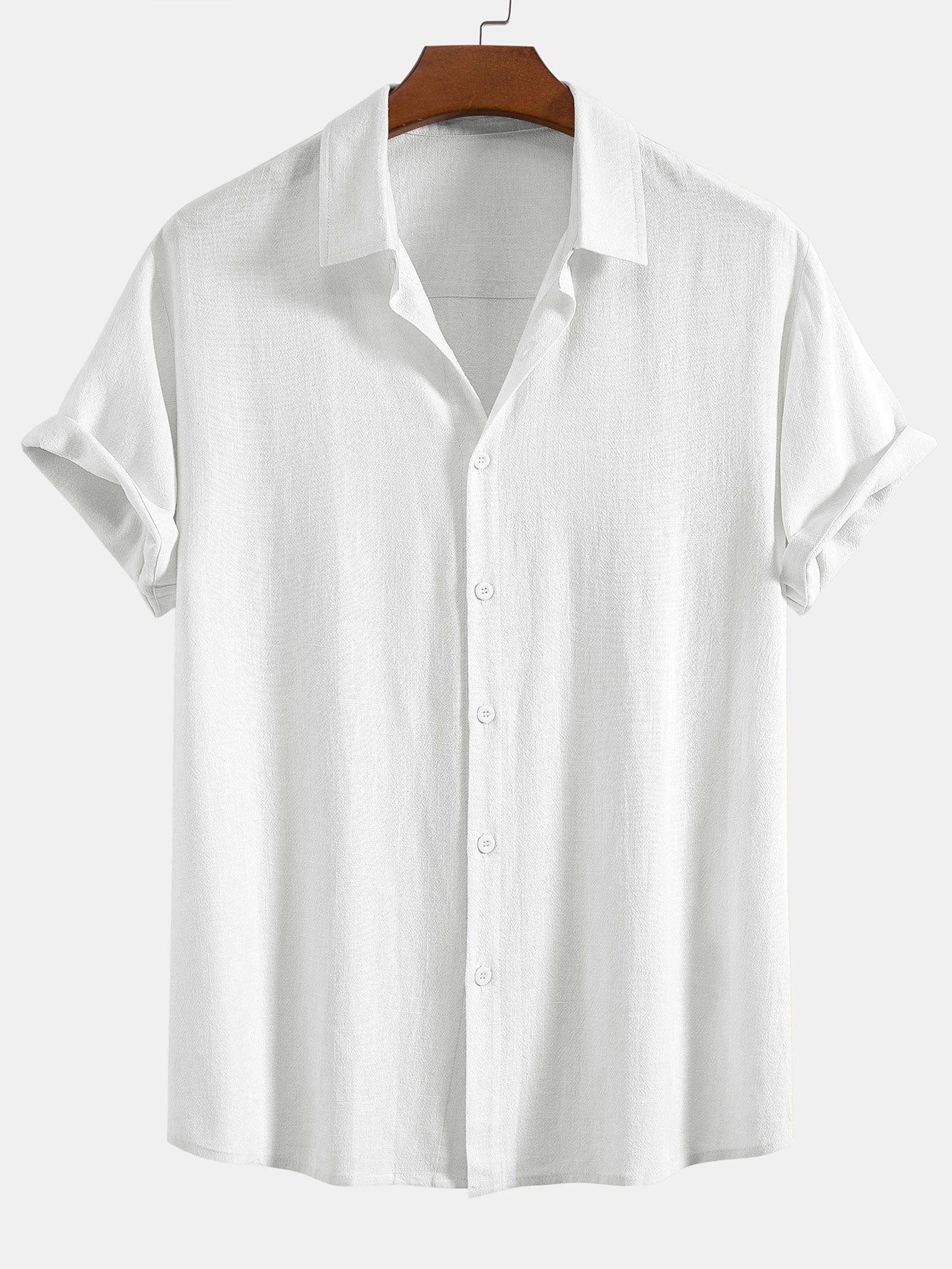 Linen-Rayon Blend Button-Up Shirt with Striped Straight-Leg Linen Pants