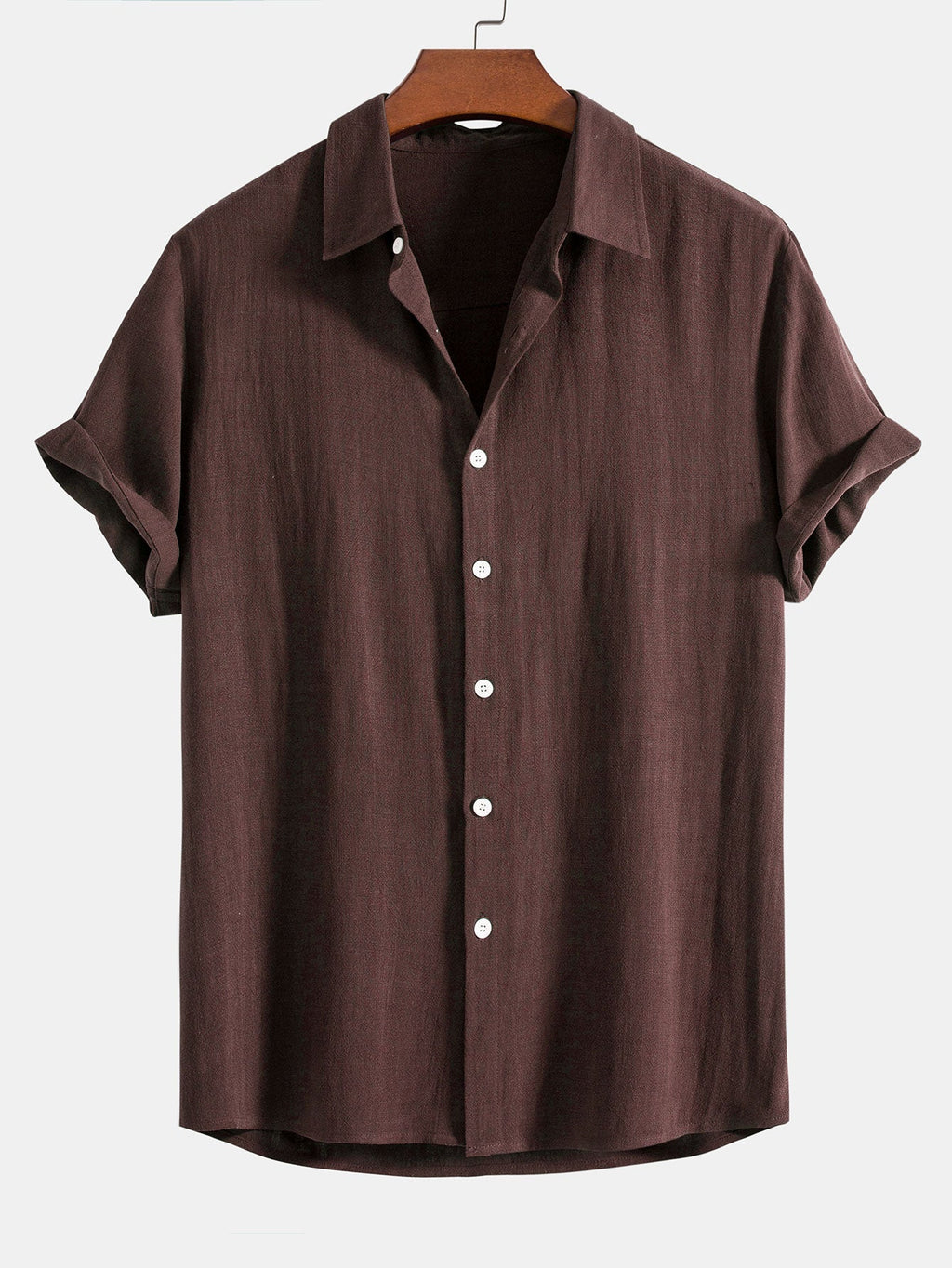 Linen-Rayon Blend Button-Up Shirt with Striped Straight-Leg Linen Pants