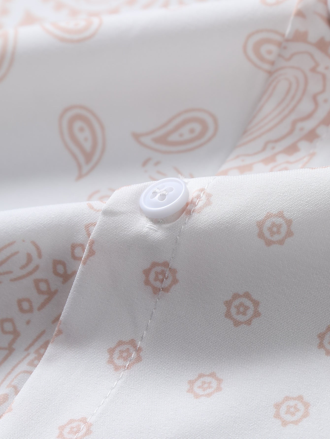 Paisley Pattern Button-Up Shirt with Matching Swim Shorts