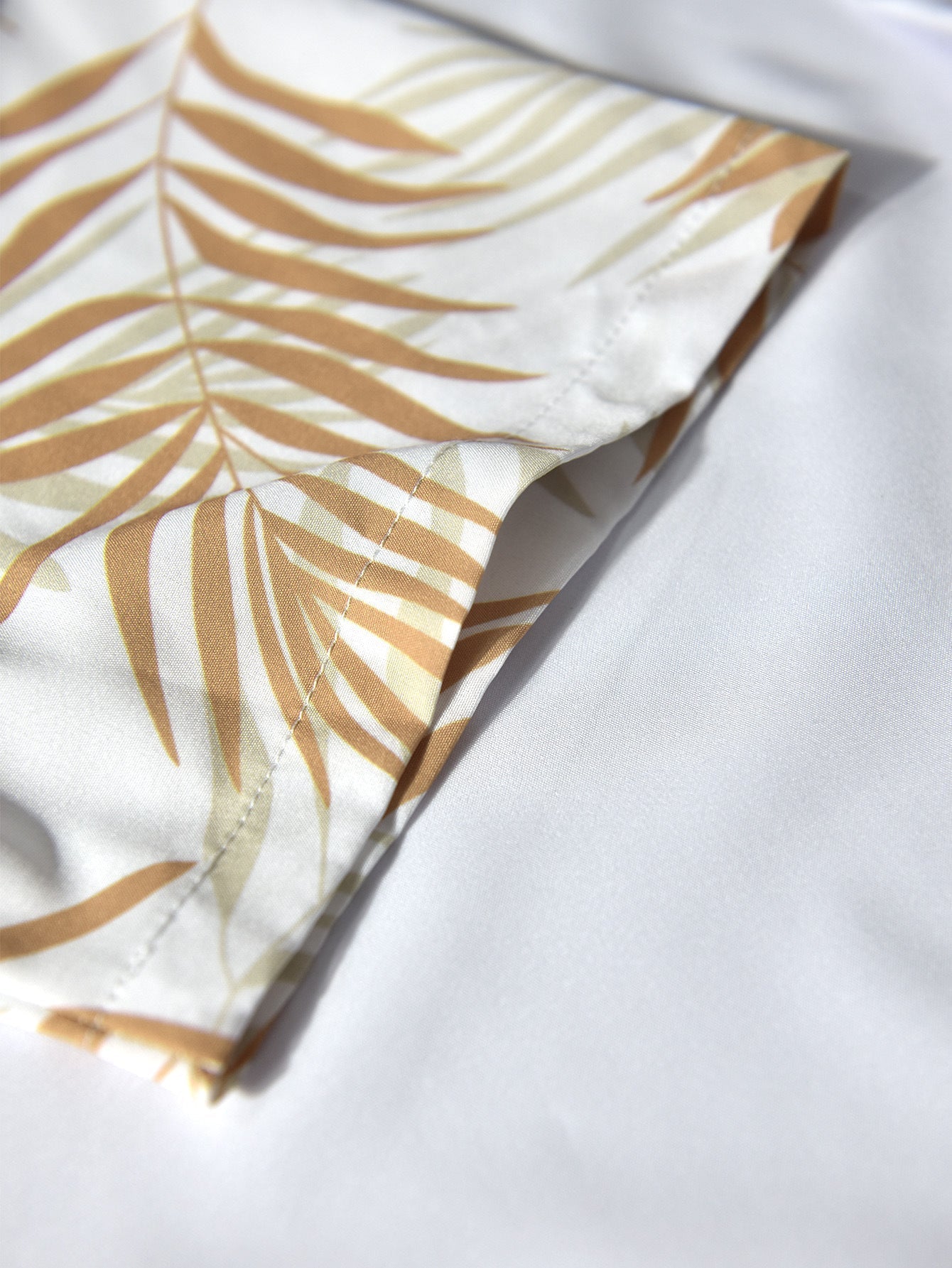 Leaf Pattern Button-Up Shirt and Swim Shorts Set