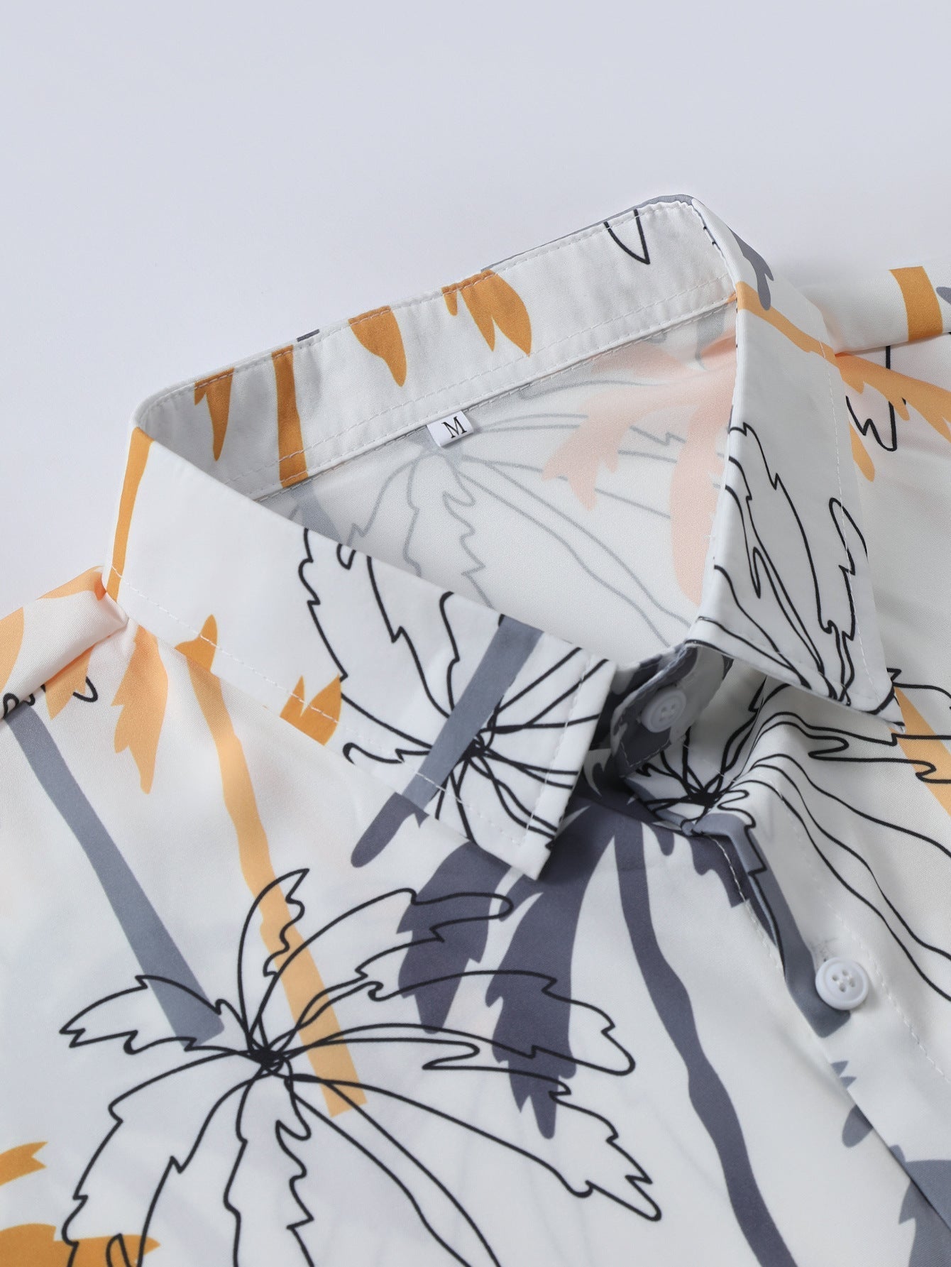 Button-Up Shirt and Swim Shorts with Palm Tree Print