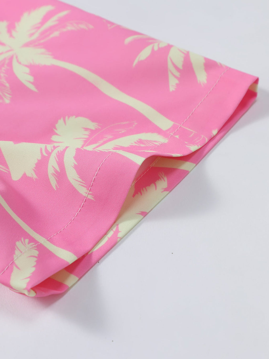 Button-Up Shirt and Swim Shorts with Palm Tree Print