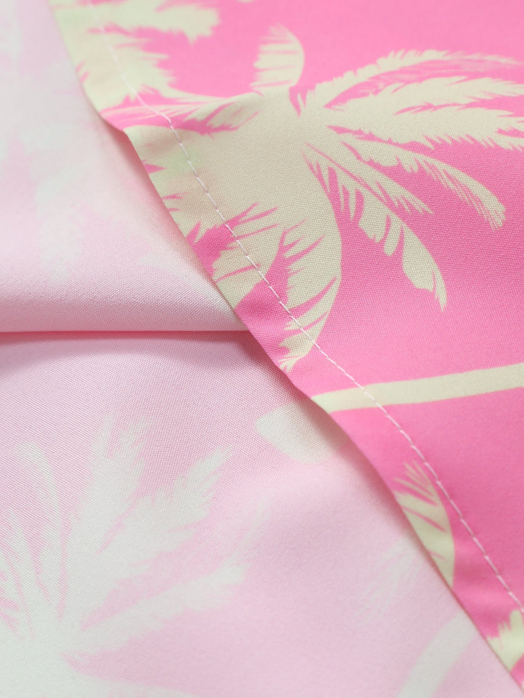 Button-Up Shirt and Swim Shorts with Palm Tree Print