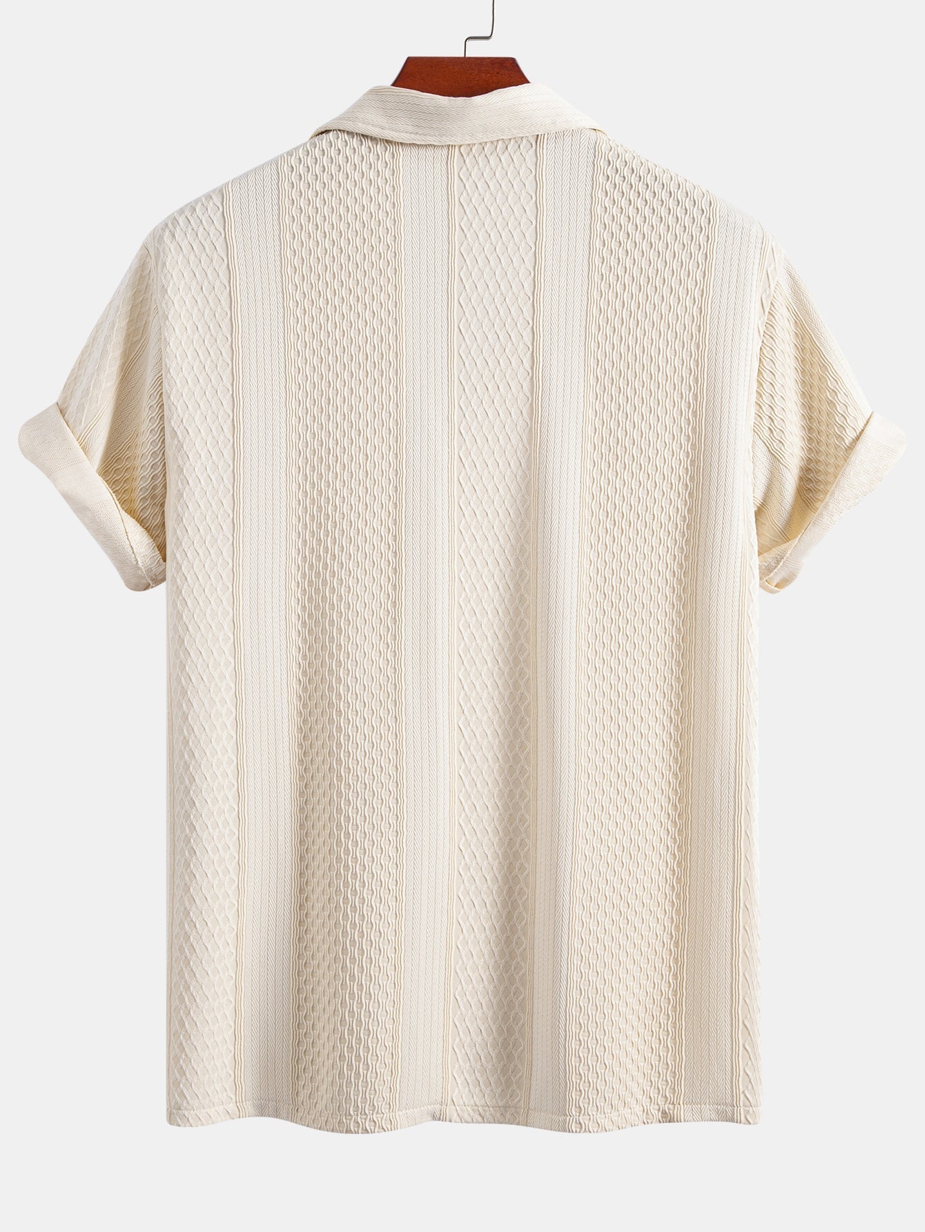 Geometric Patterned Jacquard Button-Up Shirt