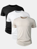 Set of 3 Essential Cotton Arc Hem T-Shirts