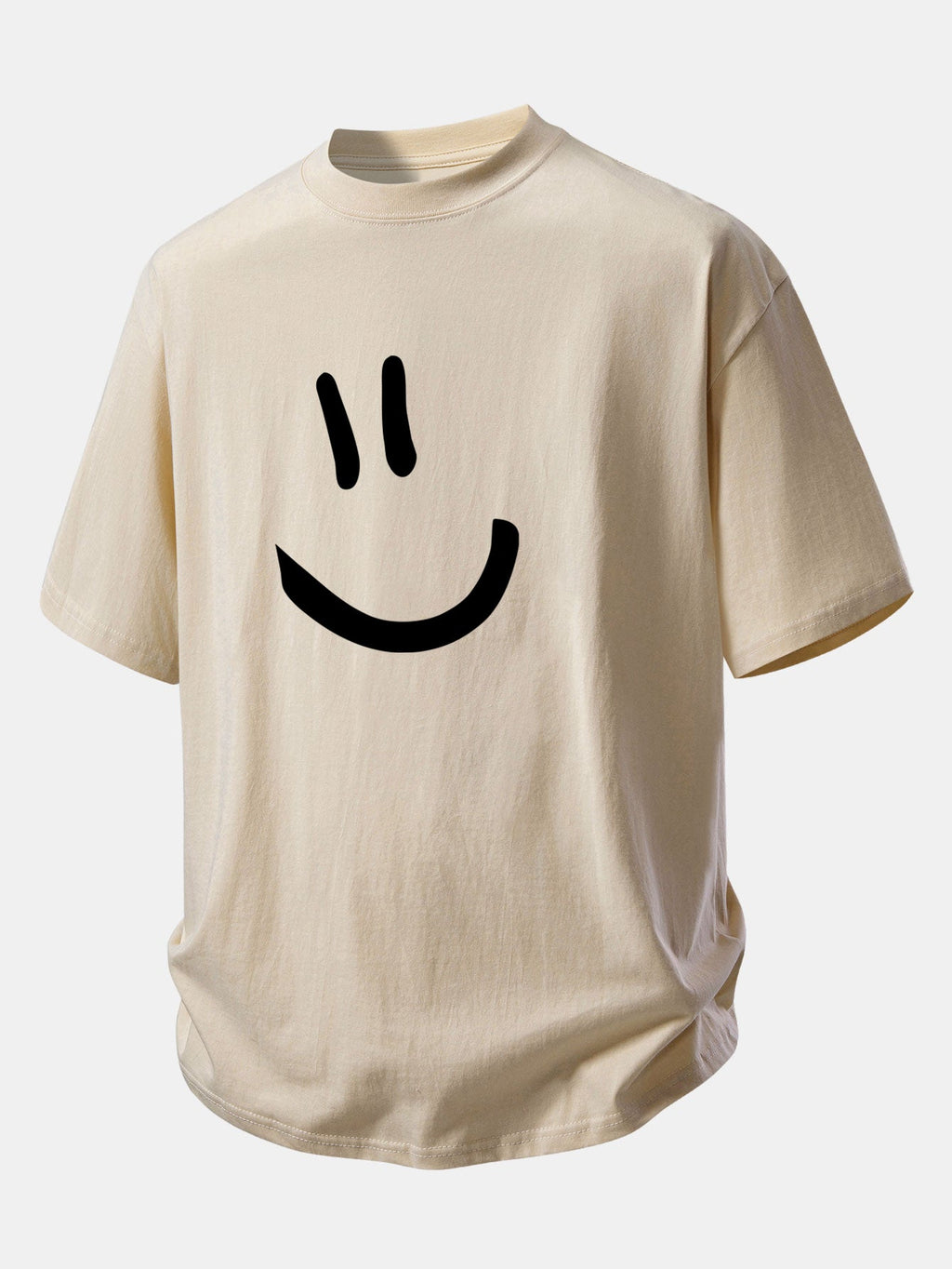 Comfortable Relaxed Fit Cotton T-Shirt with Smiley Face Design