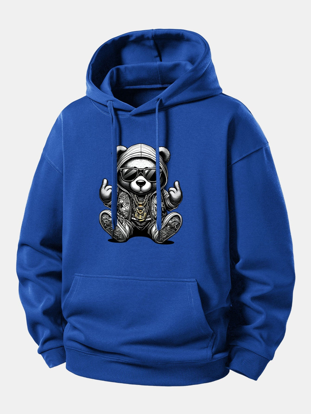 Relaxed Fit Hoodie with Hip Hop Bear Graphic