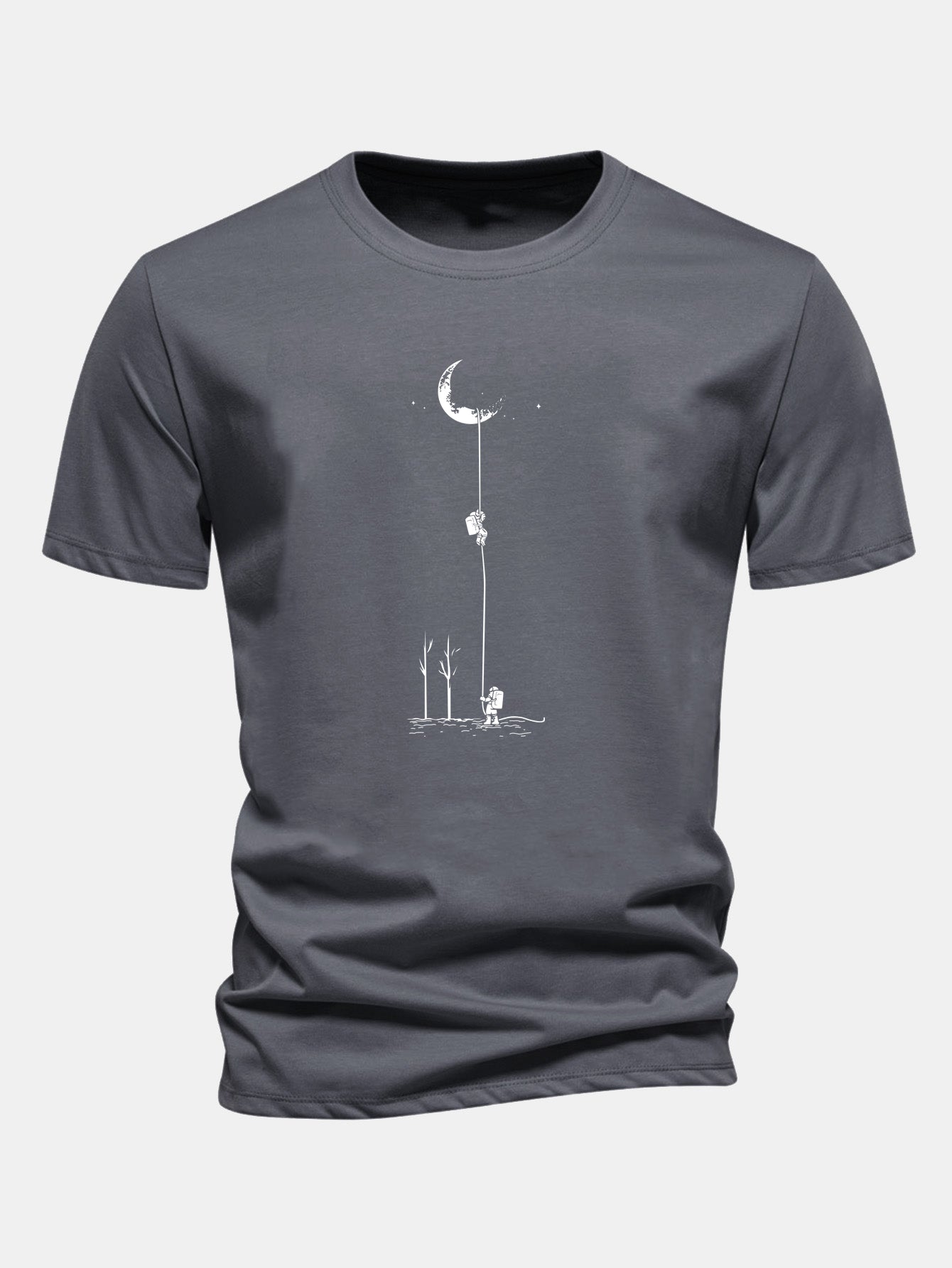 Classic Fit Cotton T-Shirt with Lunar Astronaut Design