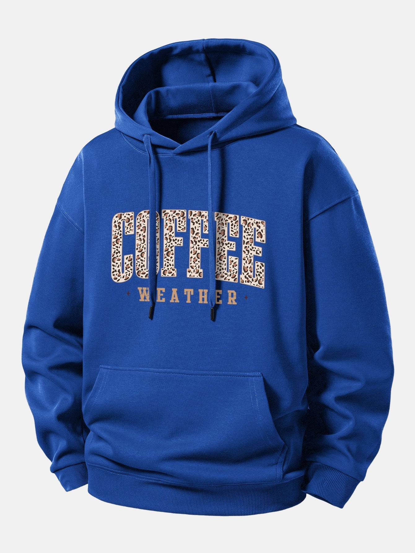 Relaxed Fit Hoodie with Leopard Coffee Weather Print