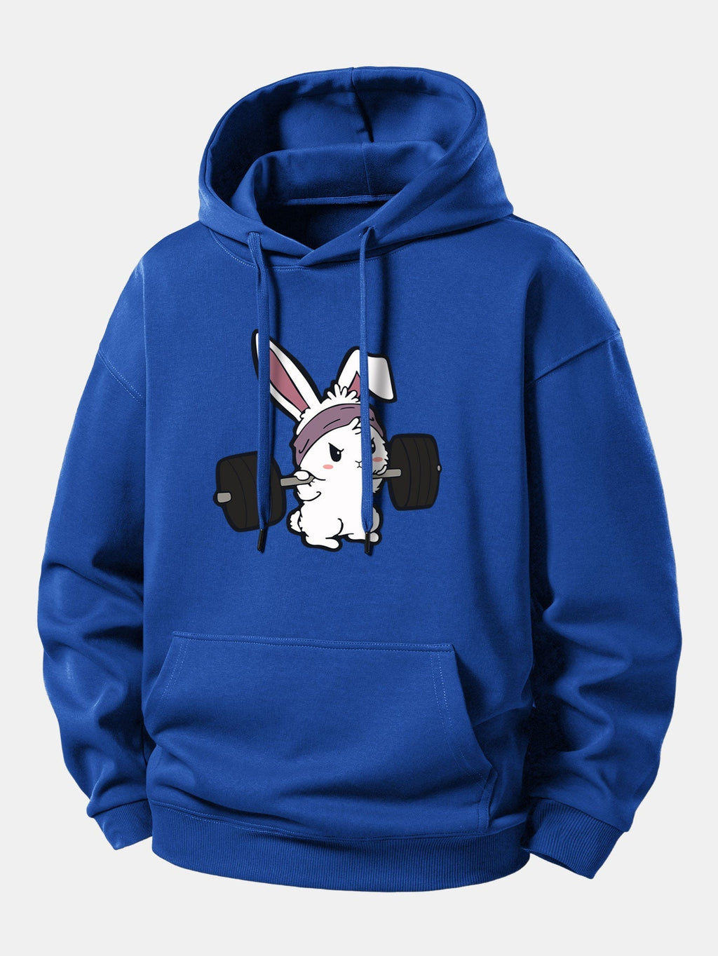 Relaxed Fit Hoodie with Fitness Rabbit Print