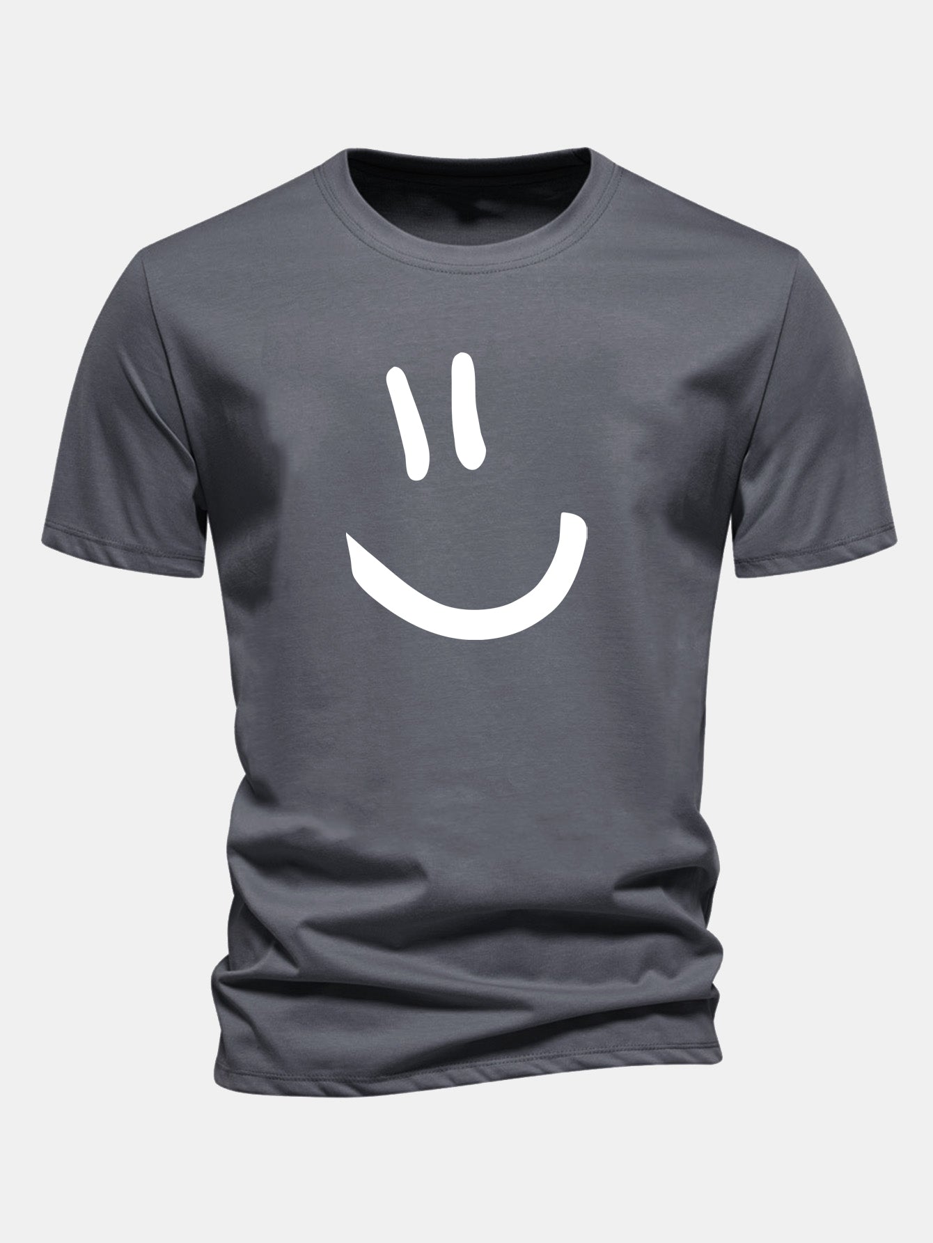 Classic Fit Cotton T-Shirt with Smiley Face Print