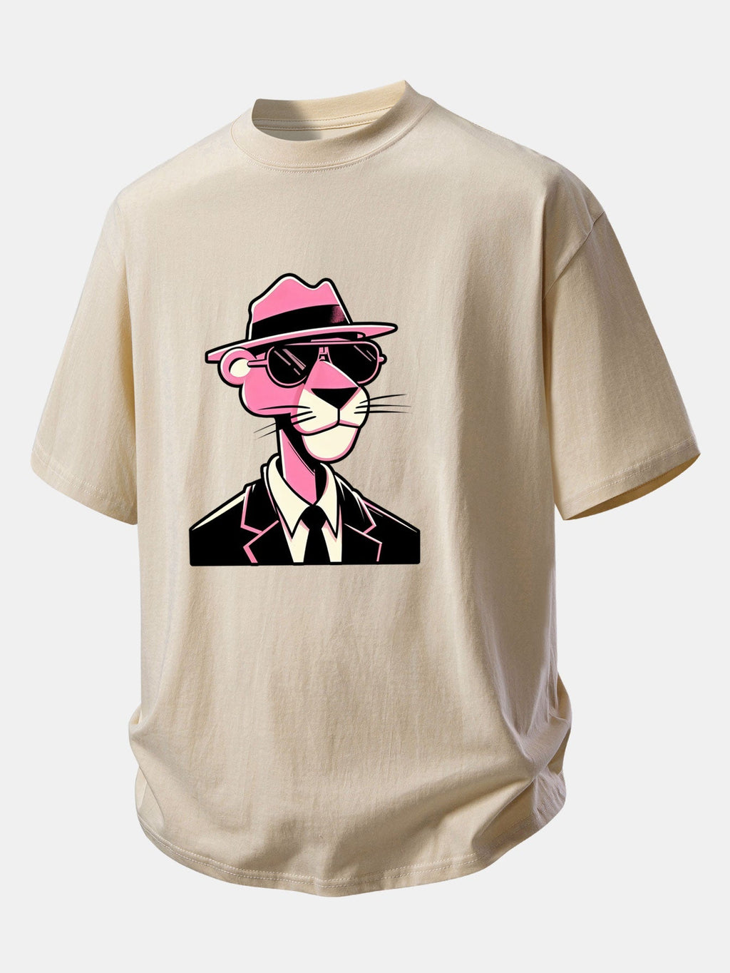 Comfortable Pink Panther Graphic Cotton T-Shirt for Gentlemen