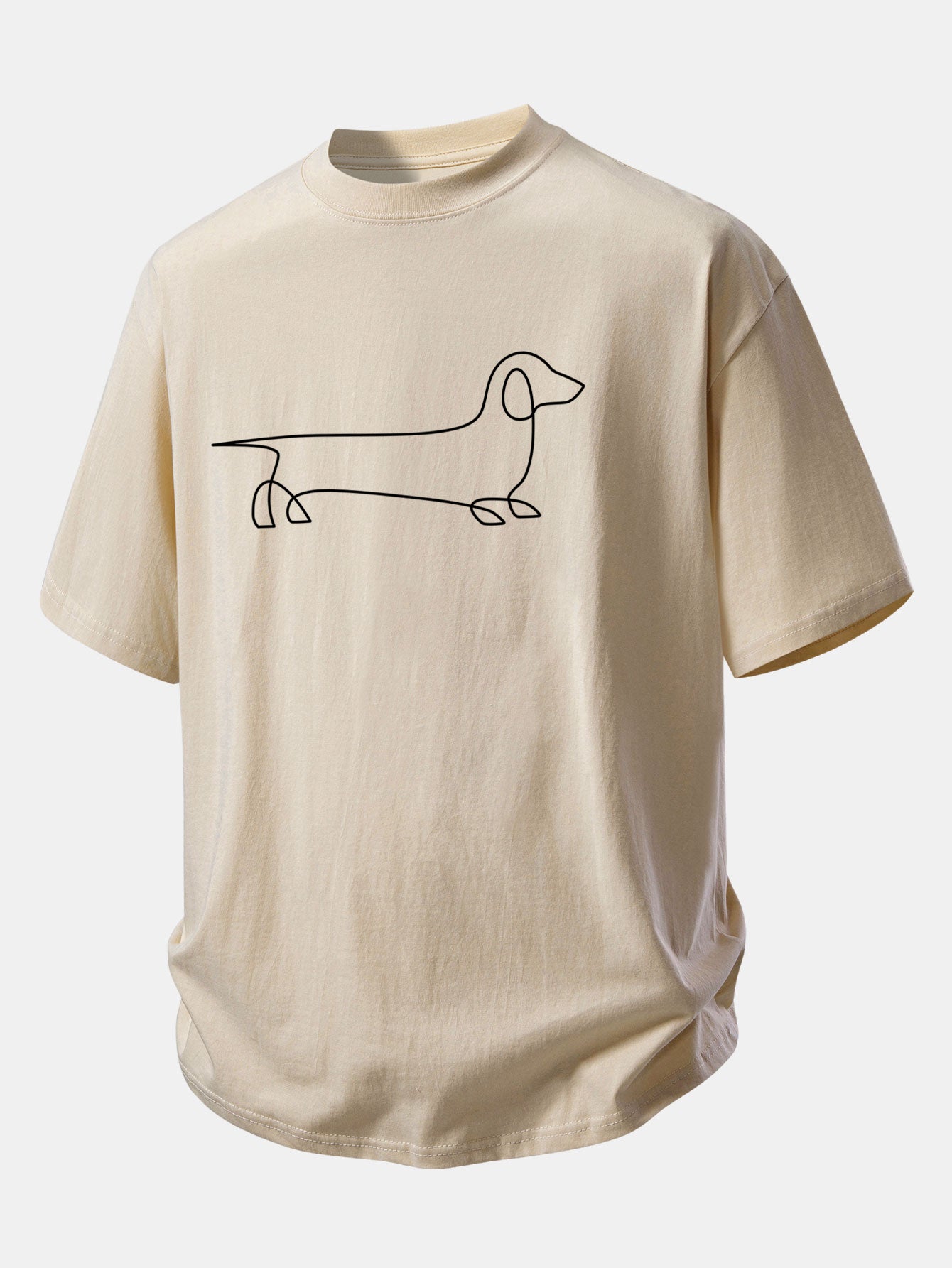 Comfortable Fit Dachshund Print Cotton Tee