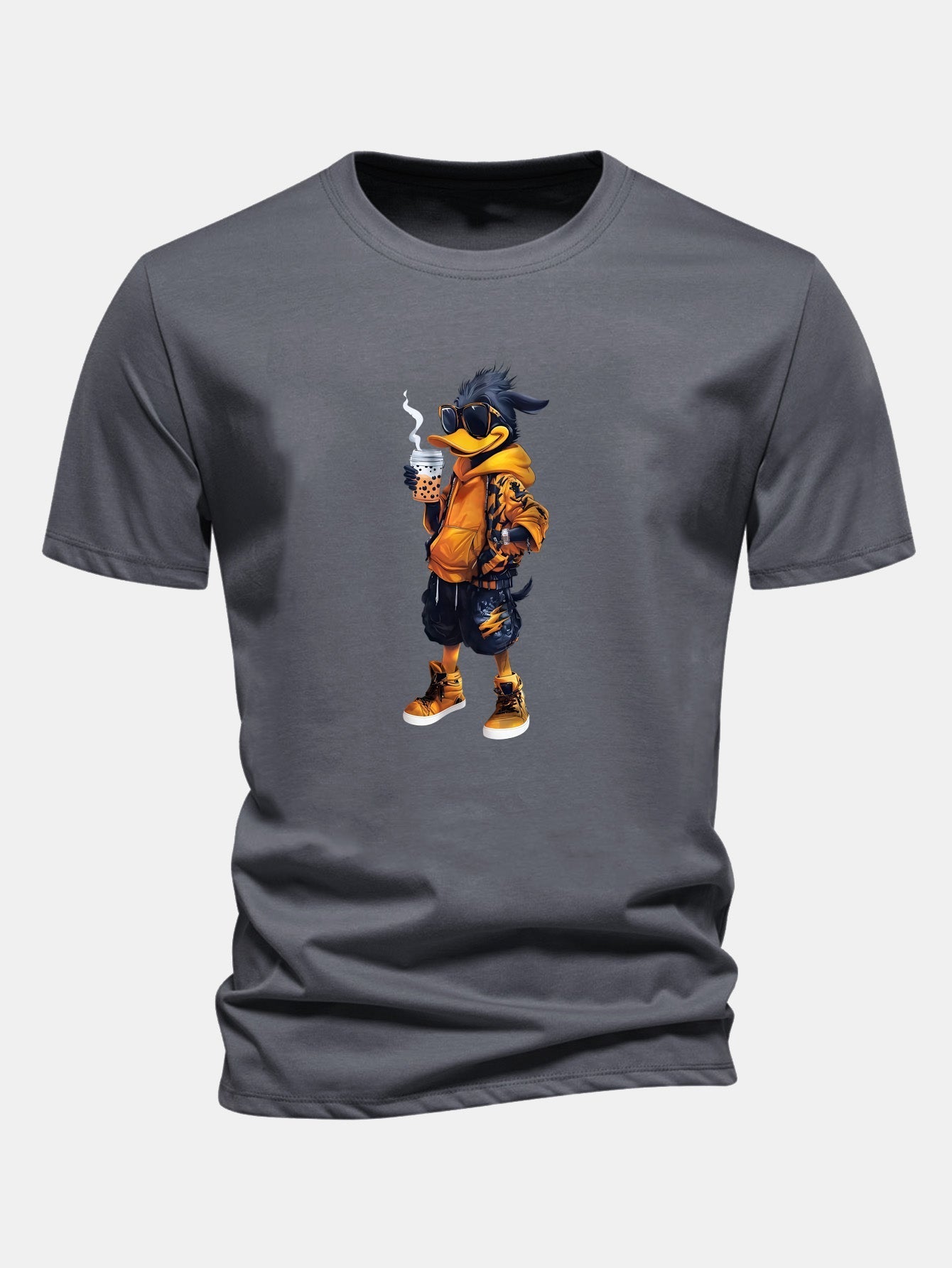 Classic Fit Cotton T-Shirt with Carton Duck Print
