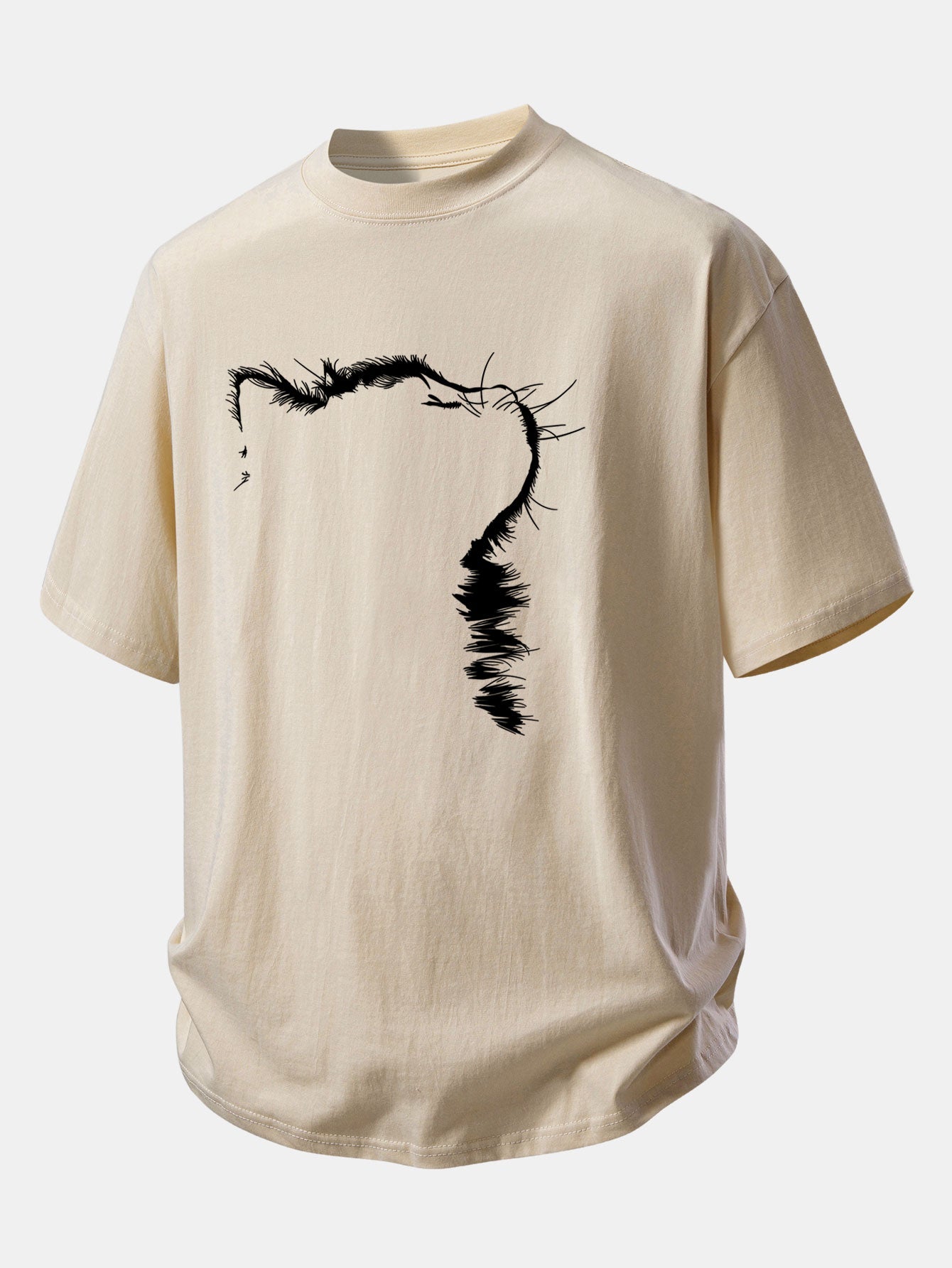 Comfortable Cat Print Cotton T-Shirt with Relaxed Fit