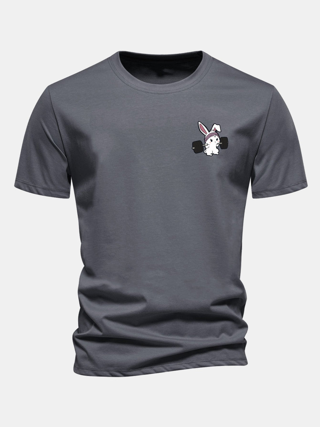 Classic Fit Cotton T-Shirt with Fitness Rabbit Print
