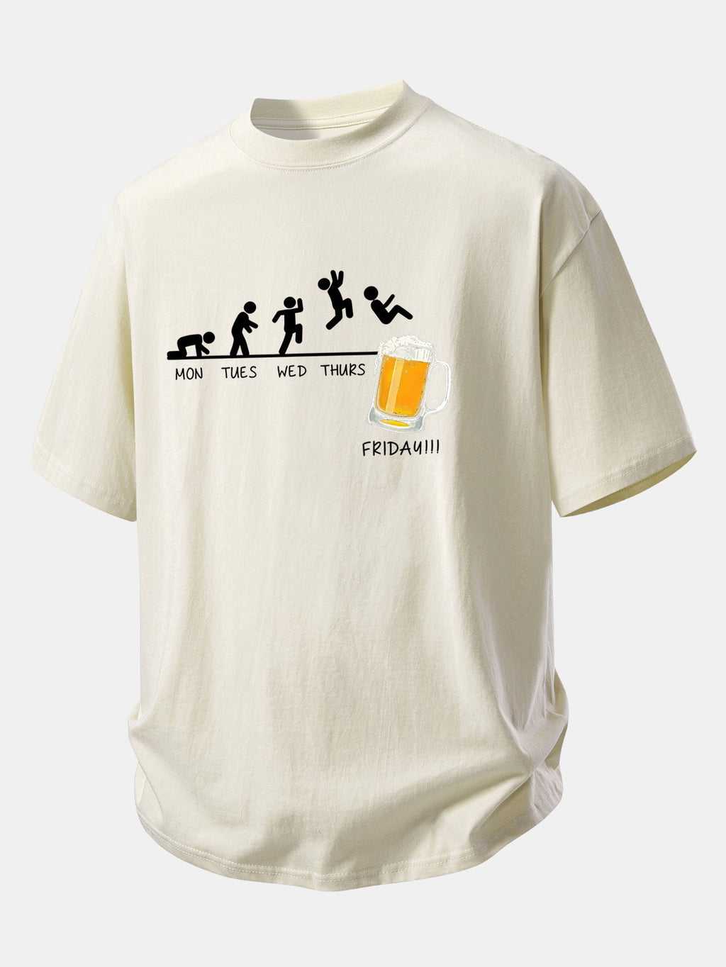 Comfort Fit Cotton T-Shirt with Beer Weekly Plan Print