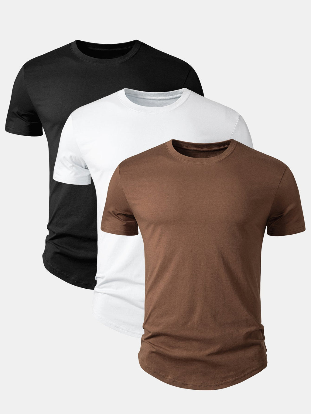 Set of 3 Essential Cotton Arc Hem T-Shirts