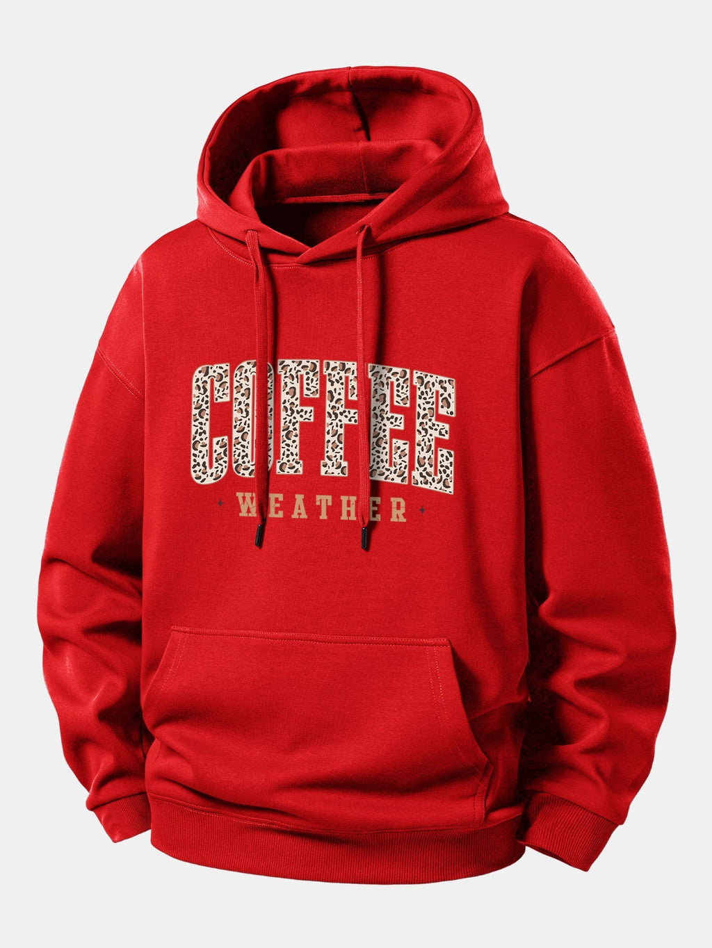 Relaxed Fit Hoodie with Leopard Coffee Weather Print