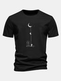 Classic Fit Cotton T-Shirt with Lunar Astronaut Design