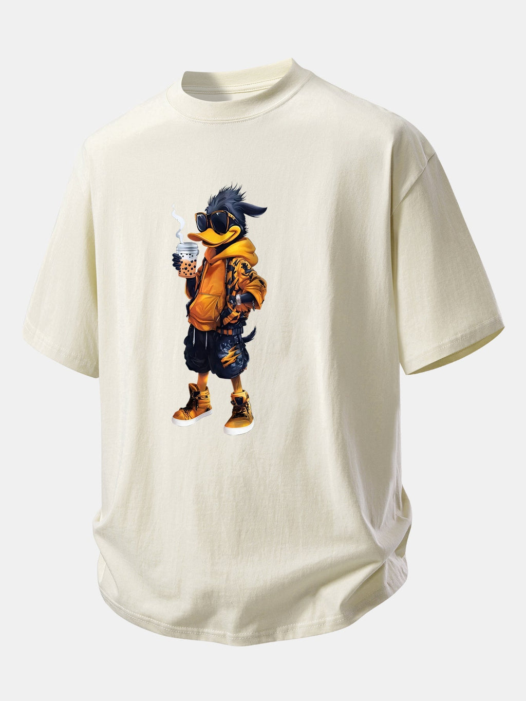 Comfortable Cartoon Duck Print Cotton Tee