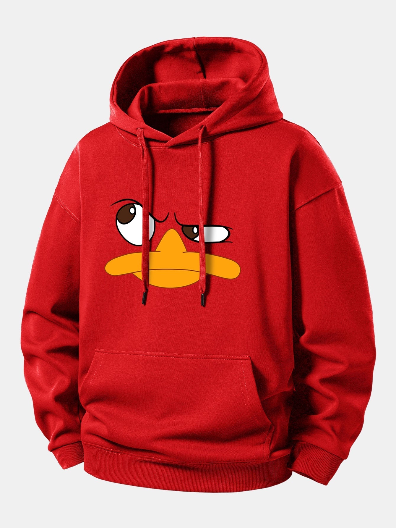 Relaxed Fit Hoodie with Emoji Duck Design