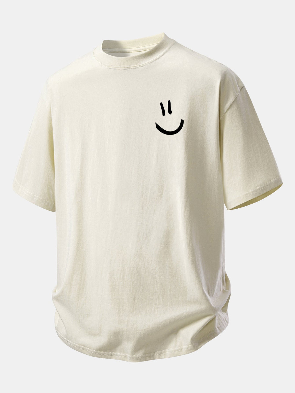 Comfortable Relaxed Fit Cotton T-Shirt with Smiley Face Design