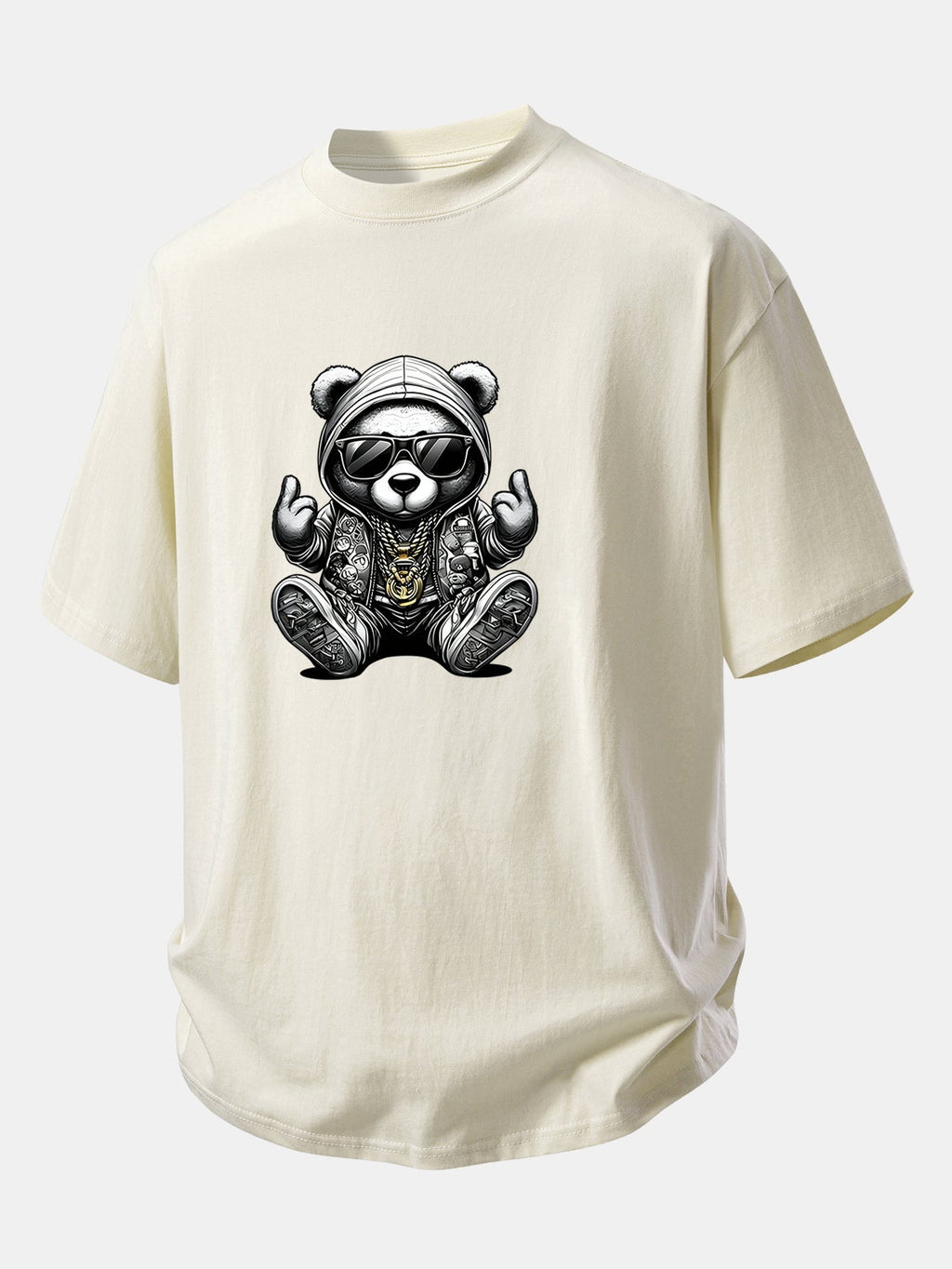Comfortable Hip Hop Bear Graphic Cotton Tee