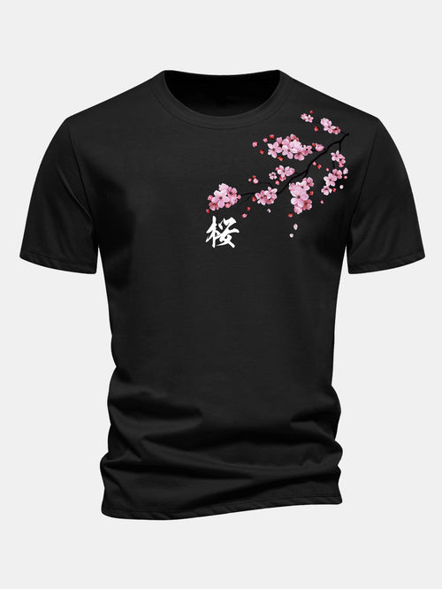 Classic Fit Cherry Blossom Print Cotton Tee