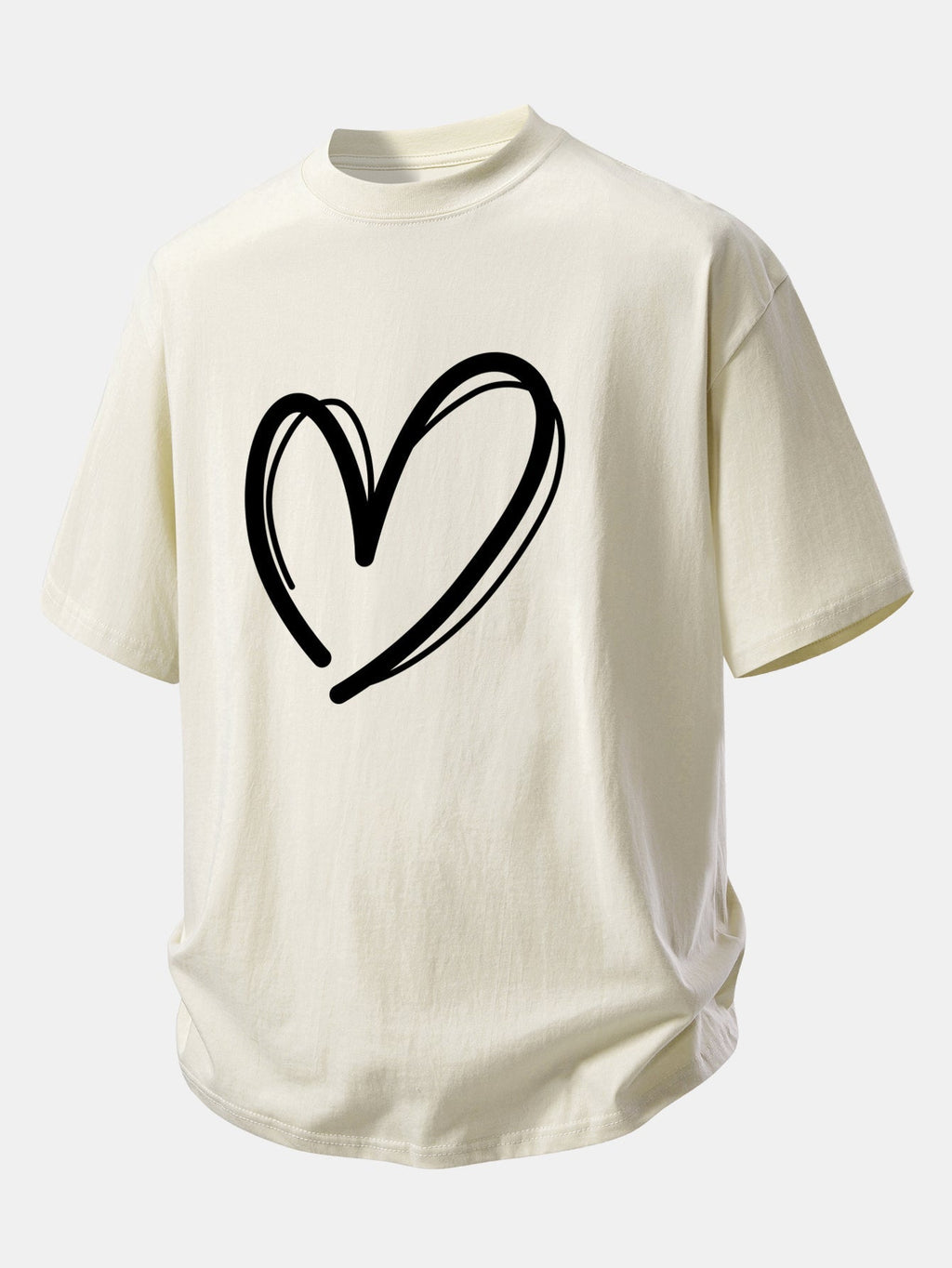 Comfortable Heart Print Cotton Tee
