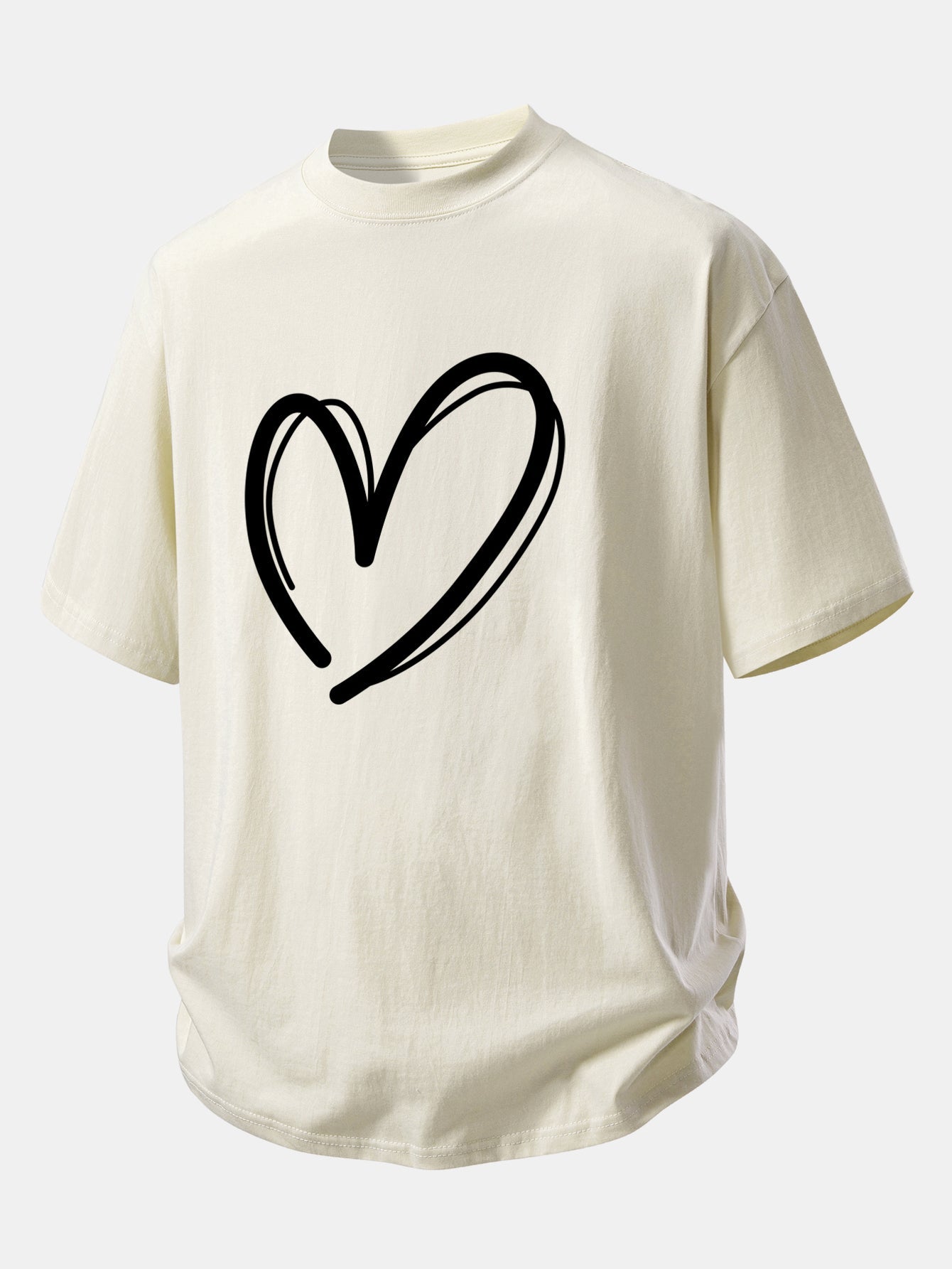 Comfortable Heart Print Cotton Tee