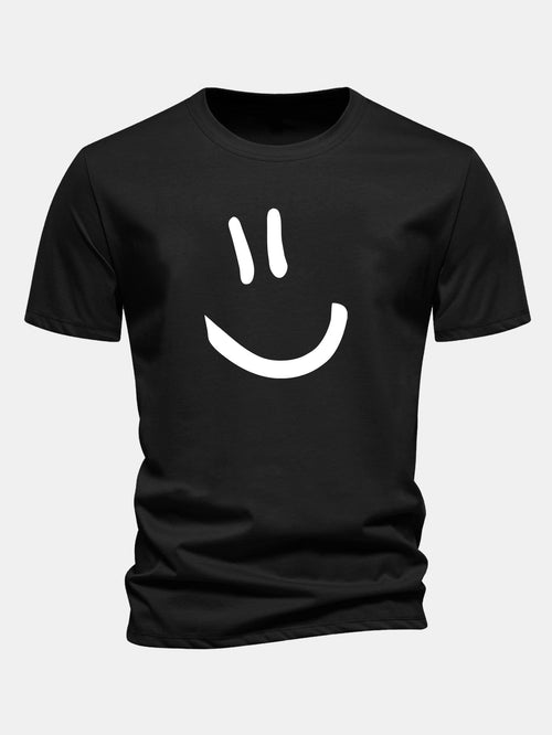 Classic Fit Cotton T-Shirt with Smiley Face Print