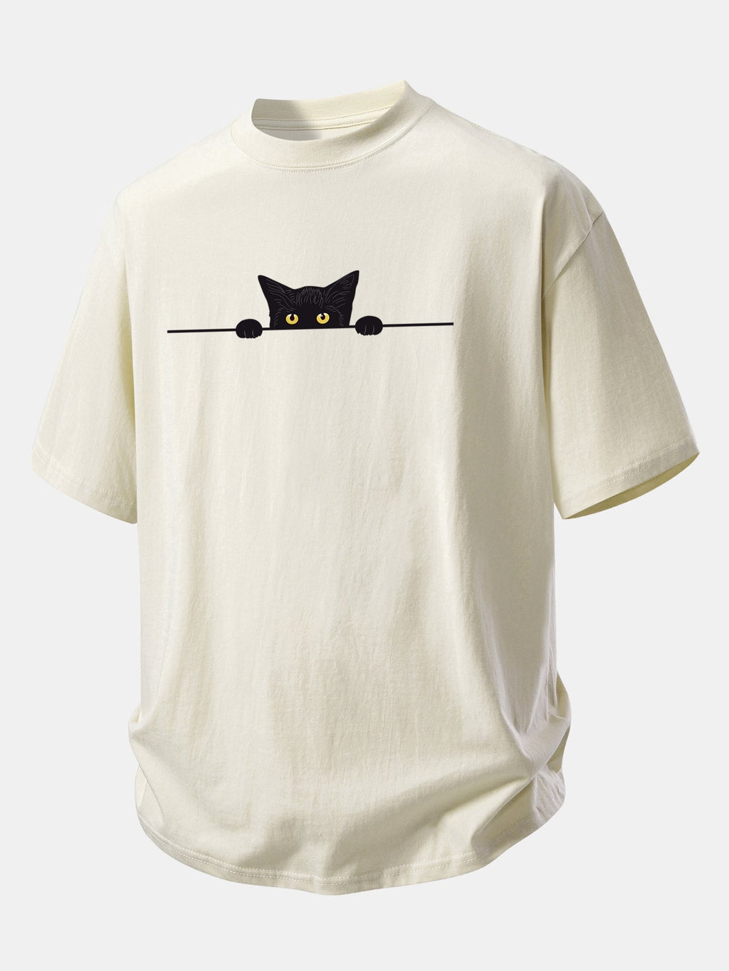 Comfortable Black Cat Graphic Cotton T-Shirt