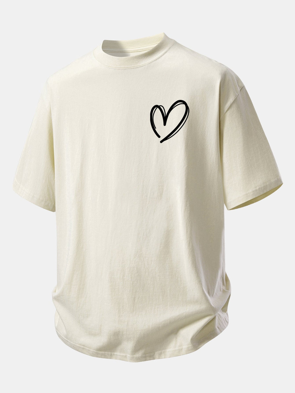 Comfortable Heart Print Cotton Tee