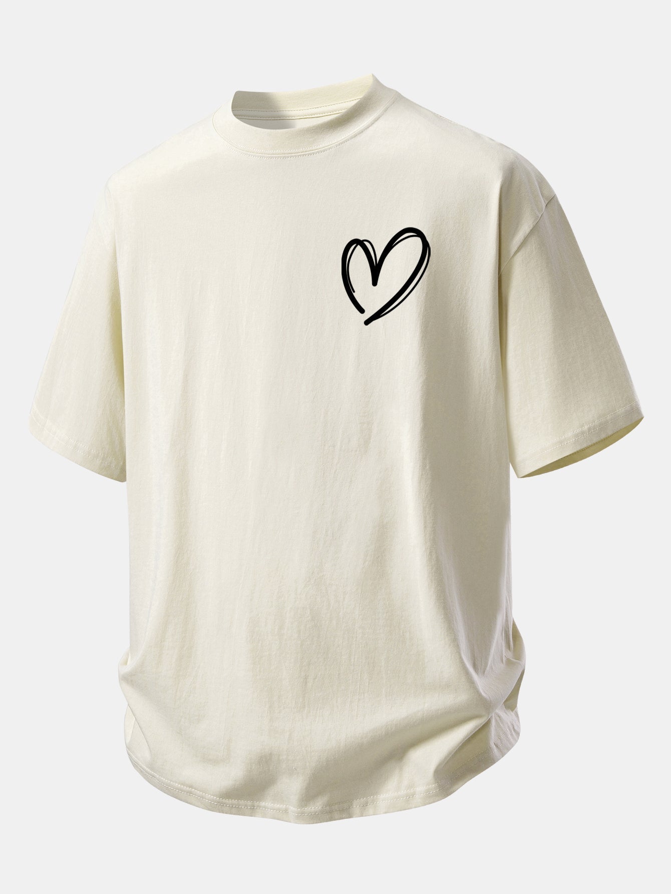 Comfortable Heart Print Cotton Tee