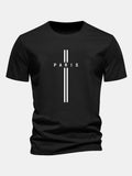 Classic Fit Cotton T-Shirt with Paris Stripe Design