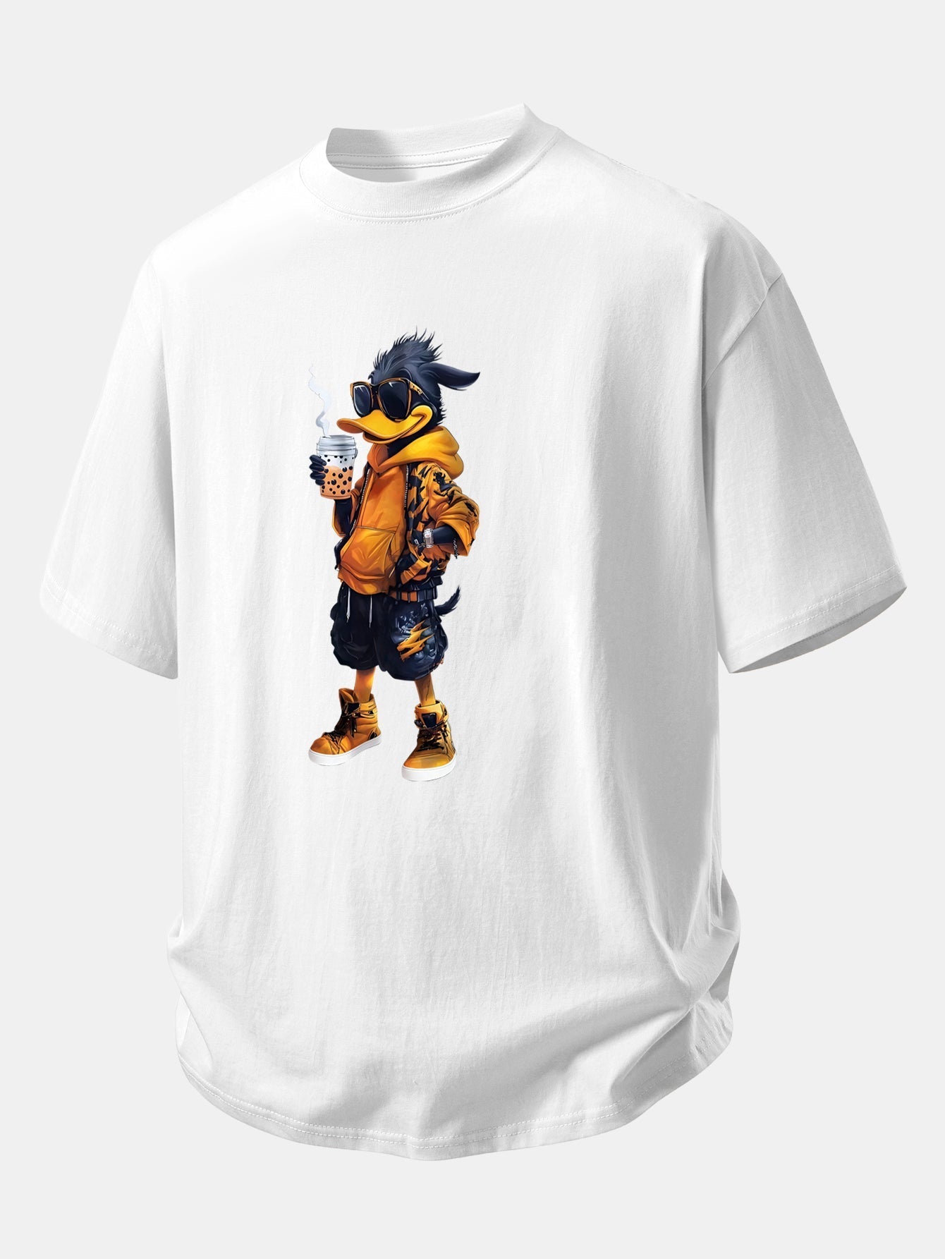Comfortable Cartoon Duck Print Cotton Tee