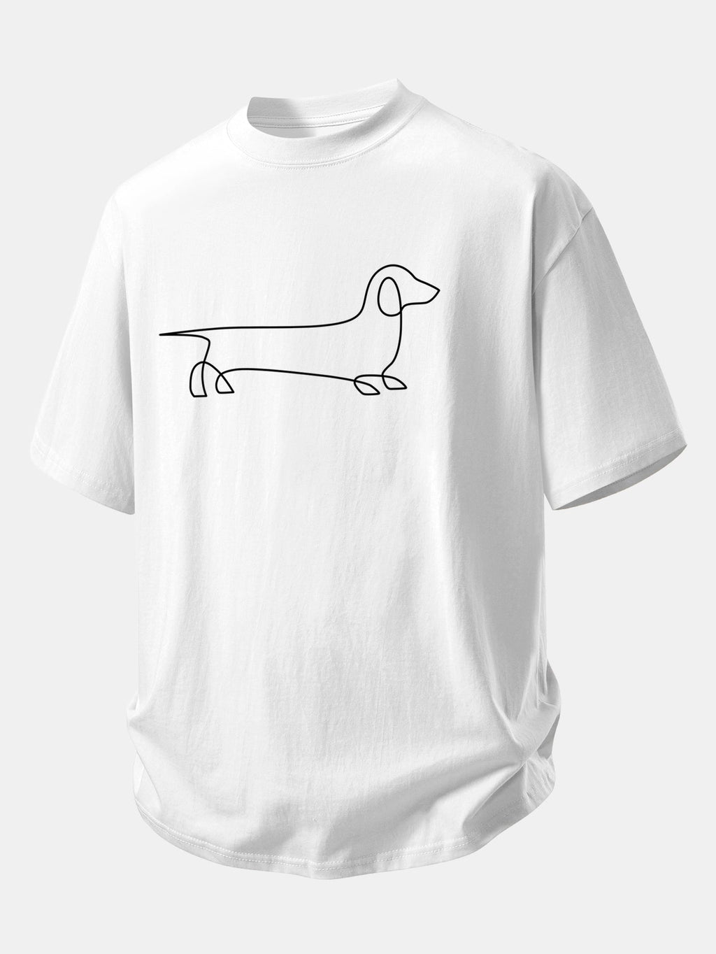 Comfortable Fit Dachshund Print Cotton Tee