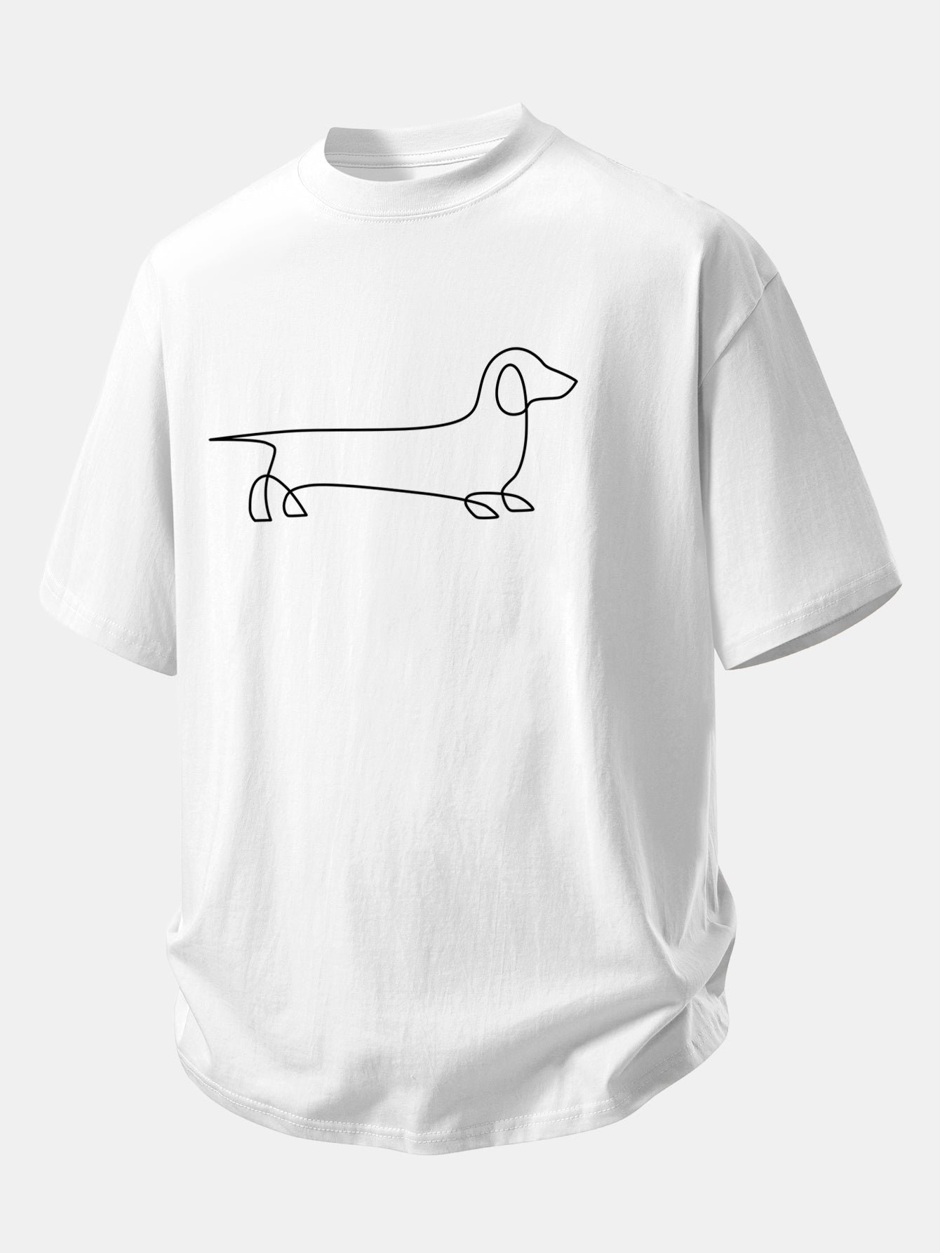 Comfortable Fit Dachshund Print Cotton Tee