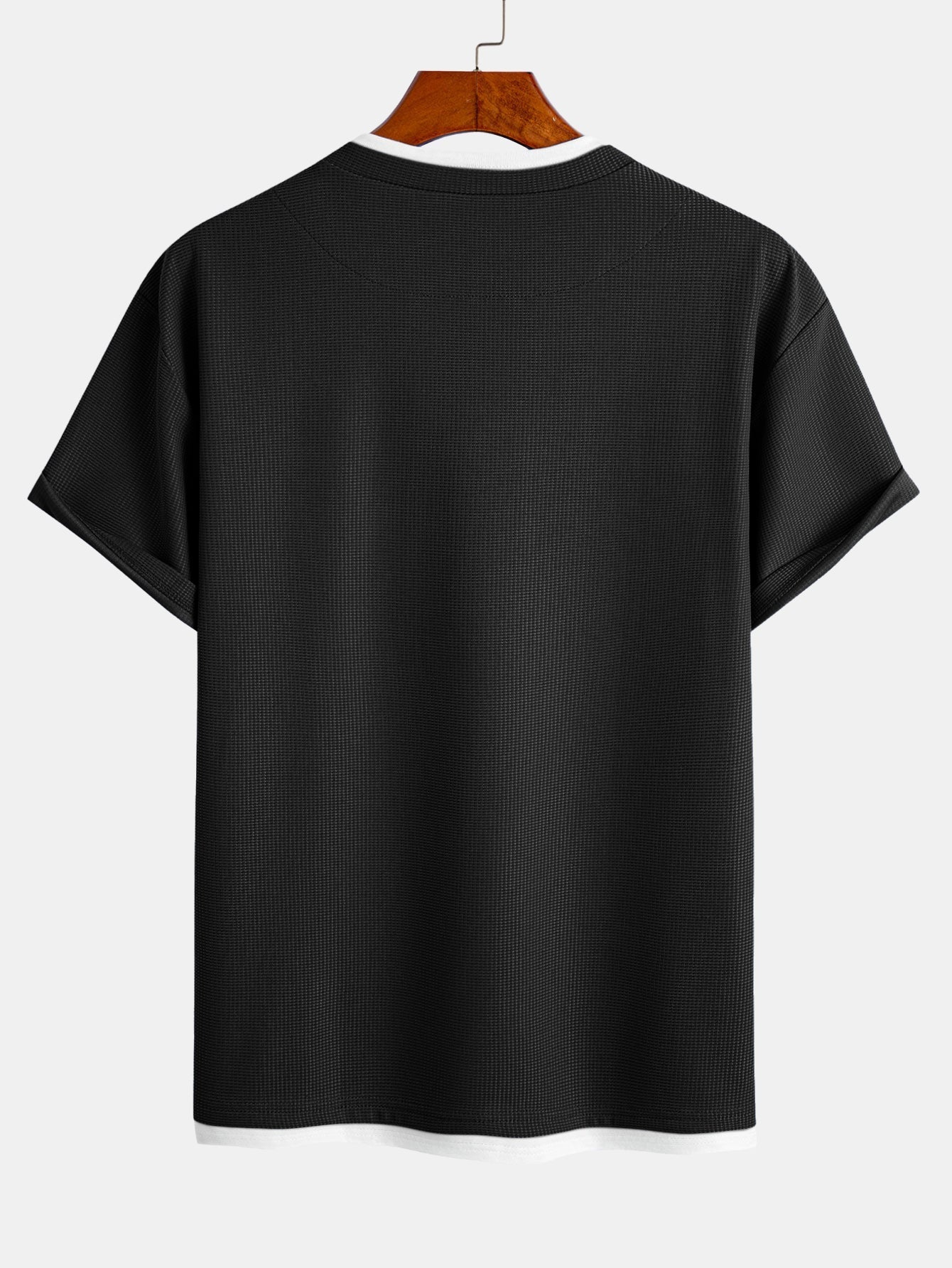 Comfortable 2-in-1 Waffle T-Shirt with Notched Collar