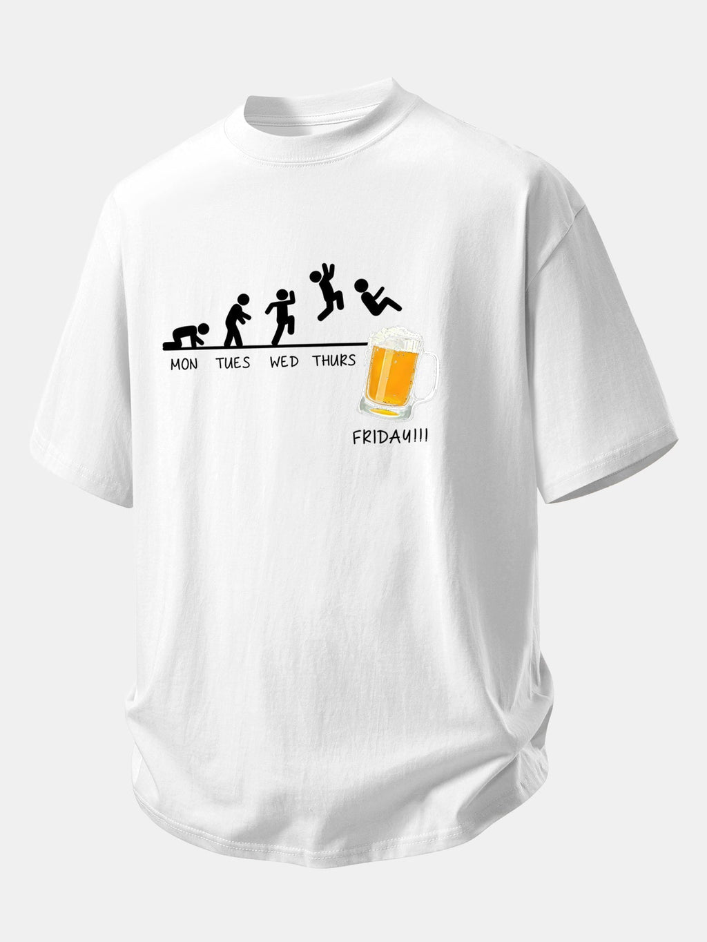 Comfort Fit Cotton T-Shirt with Beer Weekly Plan Print