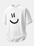 Comfortable Relaxed Fit Cotton T-Shirt with Smiley Face Design