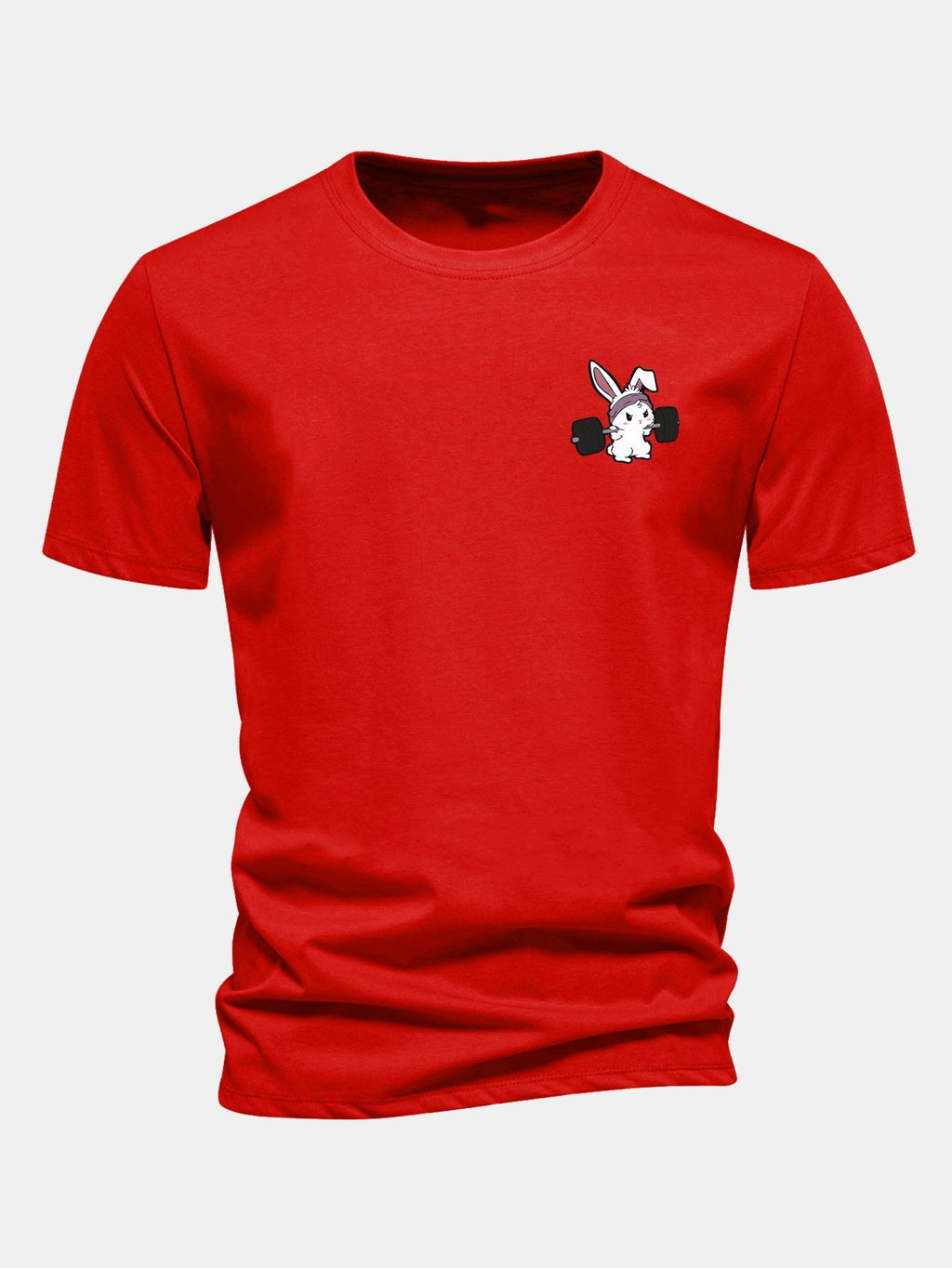 Classic Fit Cotton T-Shirt with Fitness Rabbit Print