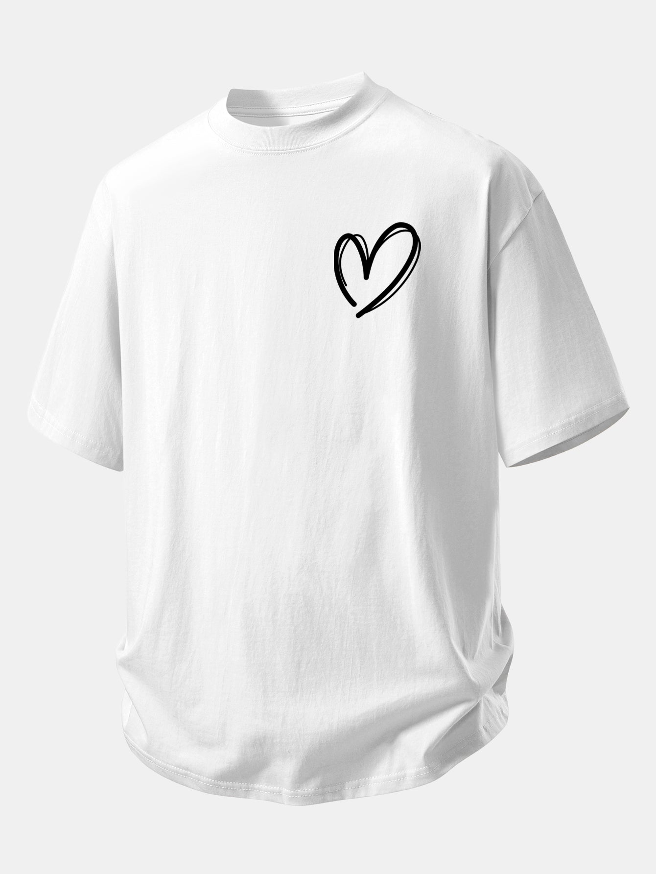 Comfortable Heart Print Cotton Tee