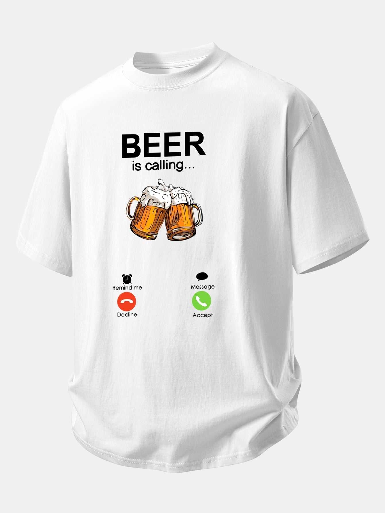 Comfortable Cotton T-Shirt with 'Beer Is Calling' Print