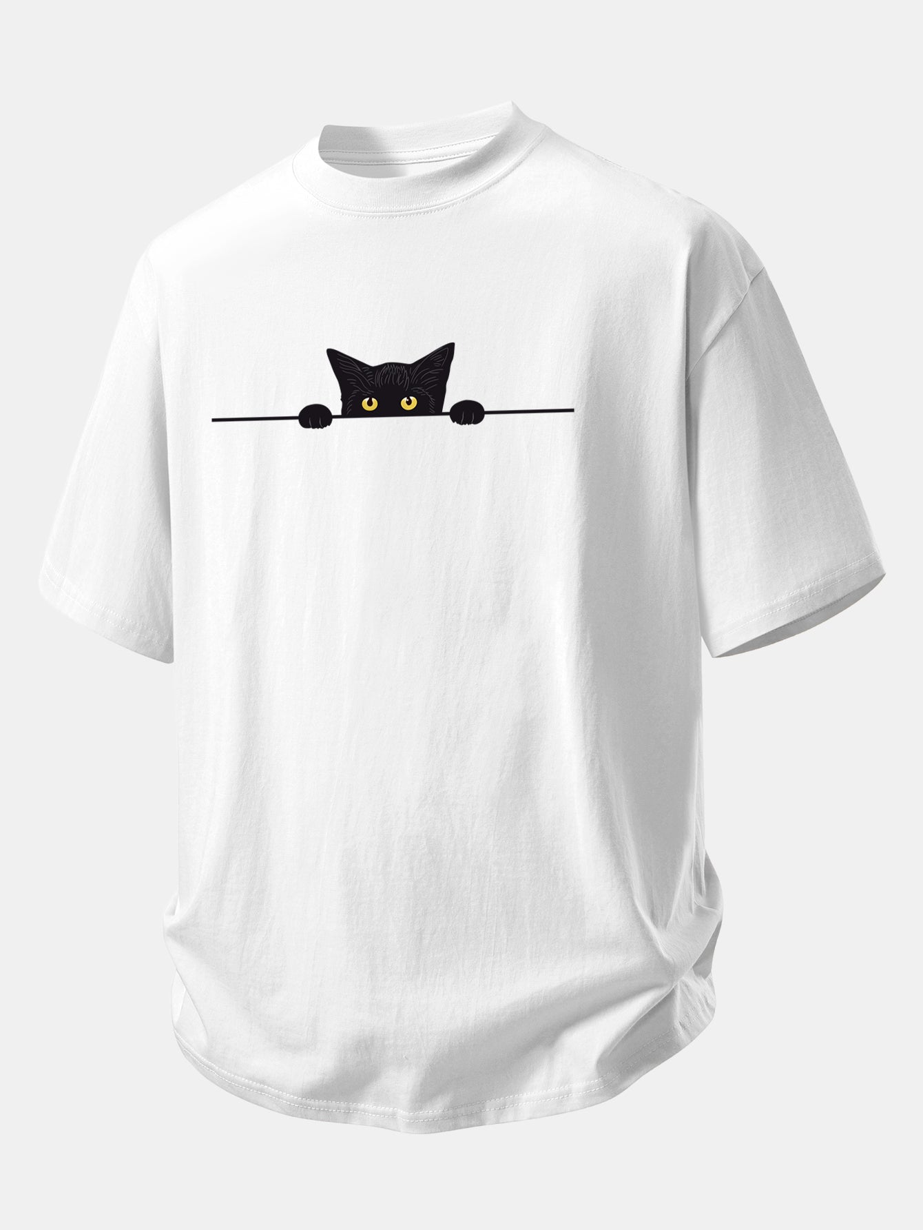 Comfortable Black Cat Graphic Cotton T-Shirt