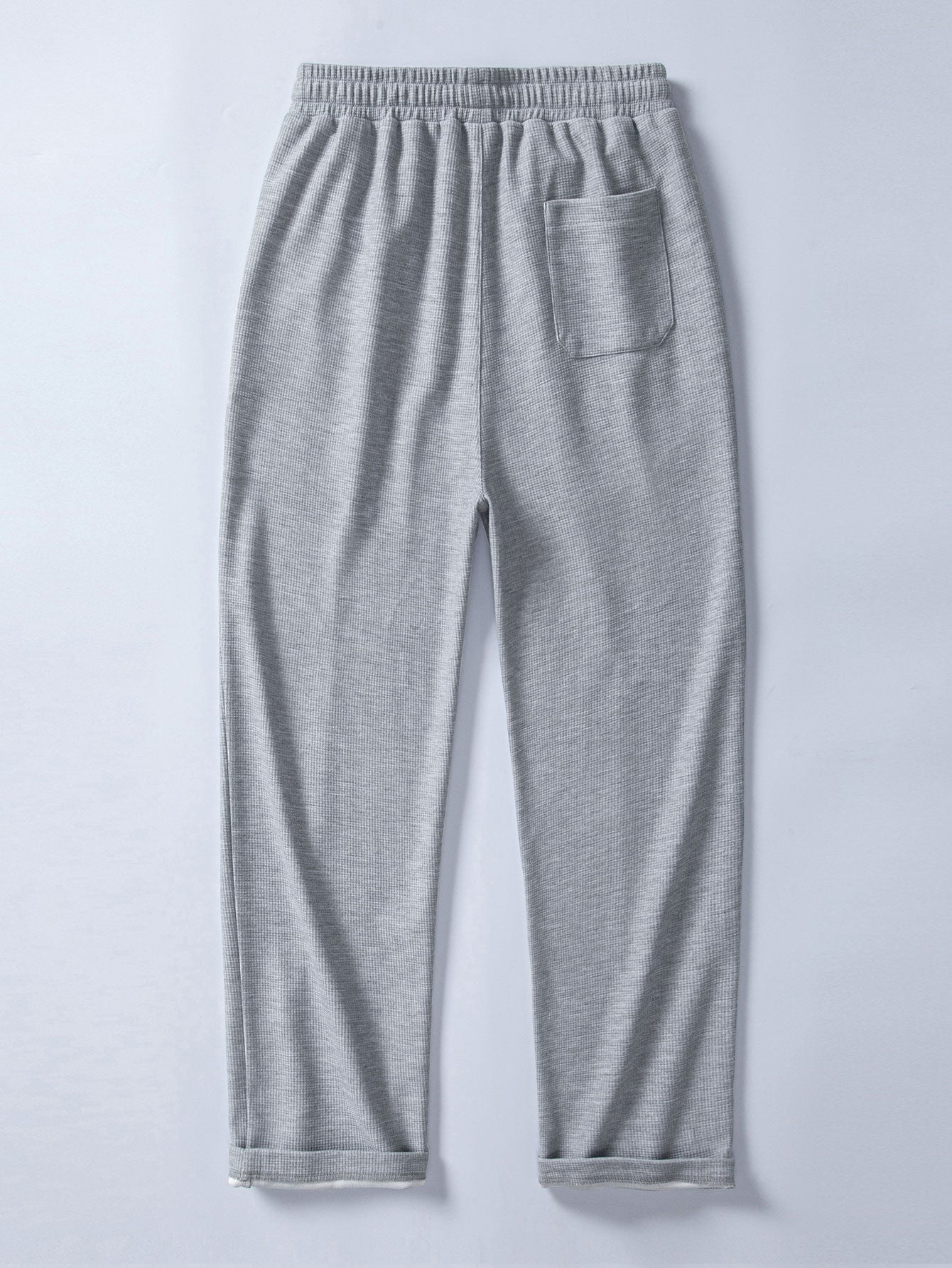 Comfortable 2-in-1 Notched Collar Waffle T-Shirt & Pleated Waffle Straight Leg Pants