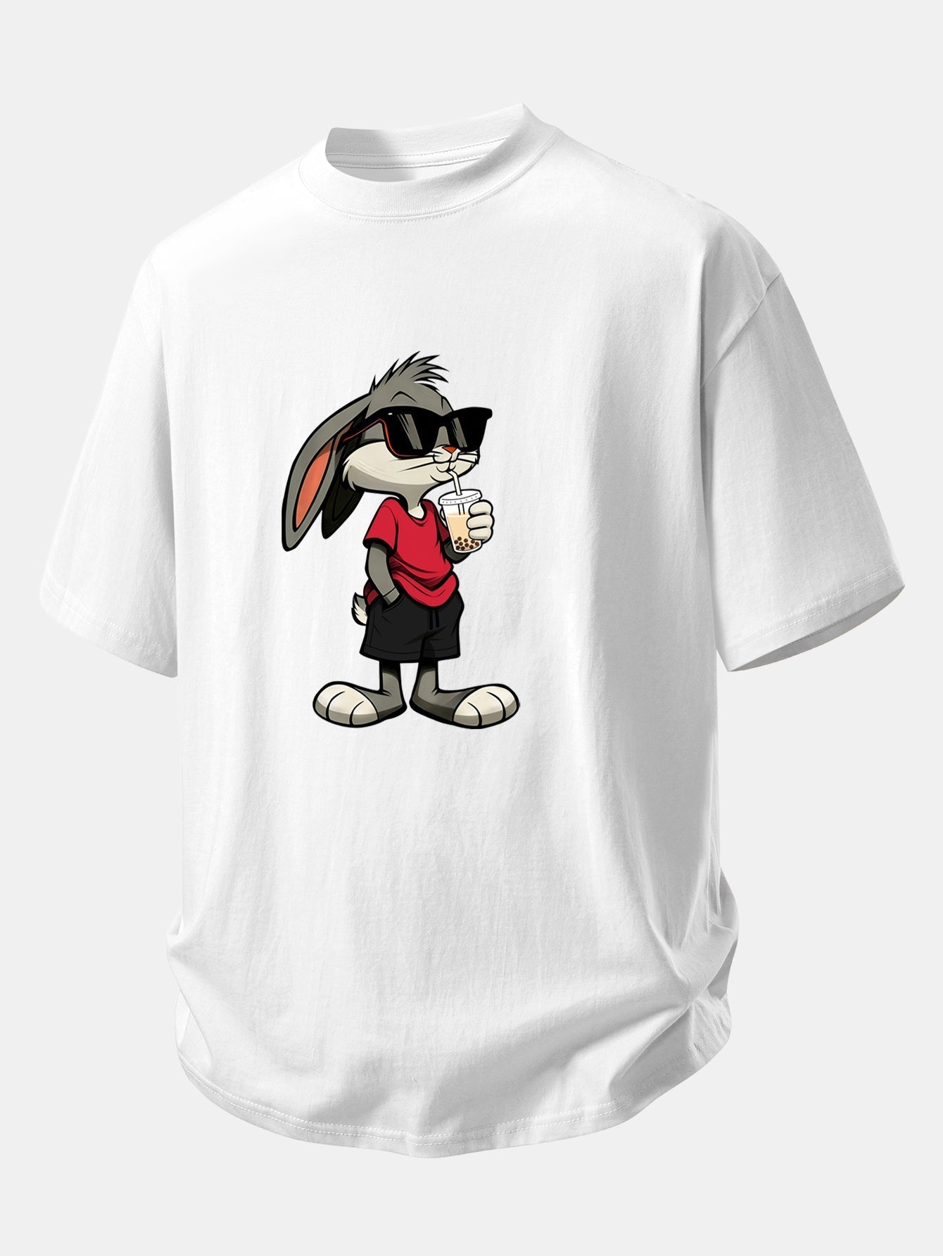 Comfortable Cartoon Rabbit Graphic Cotton Tee