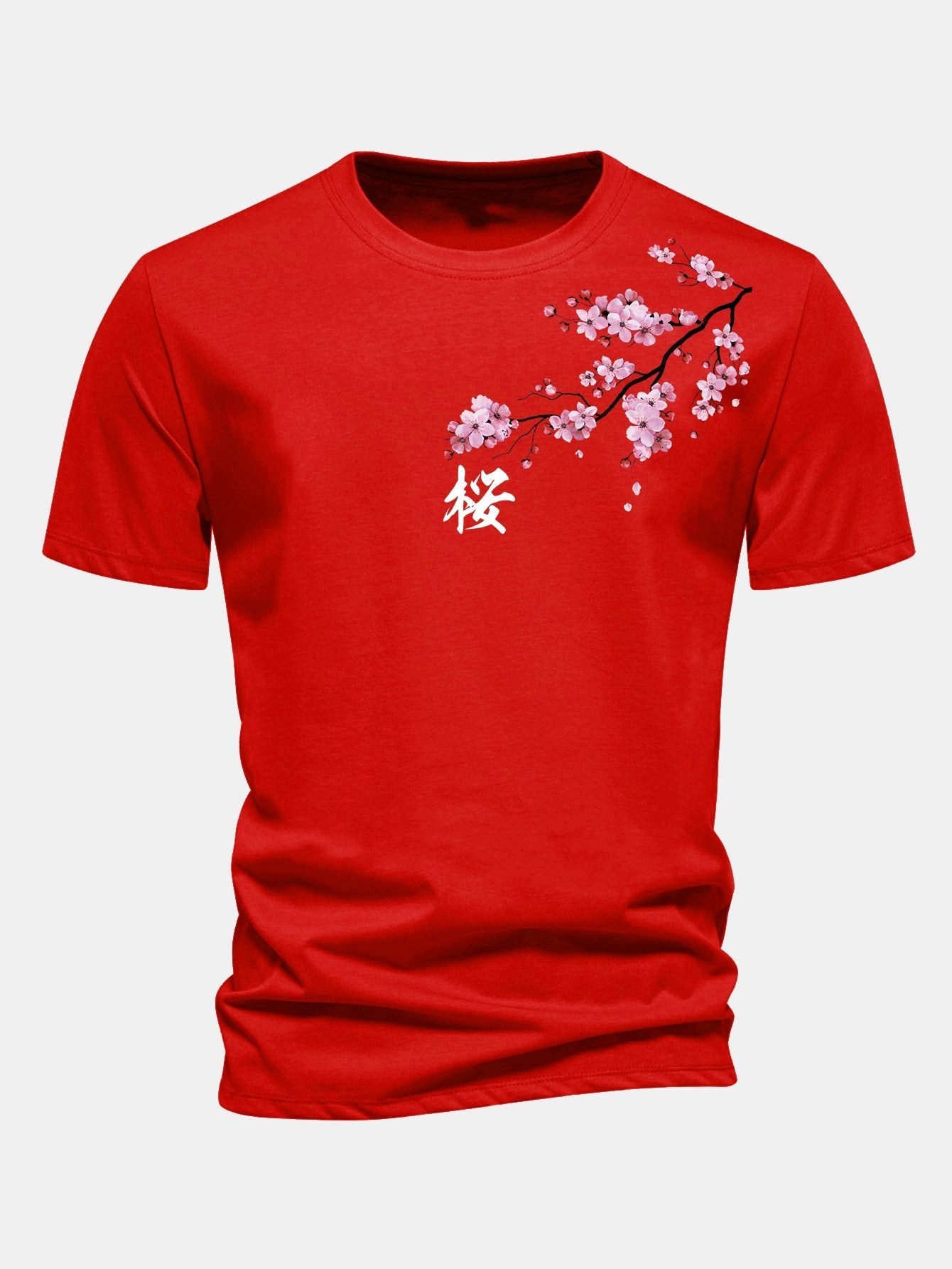 Classic Fit Cherry Blossom Print Cotton Tee