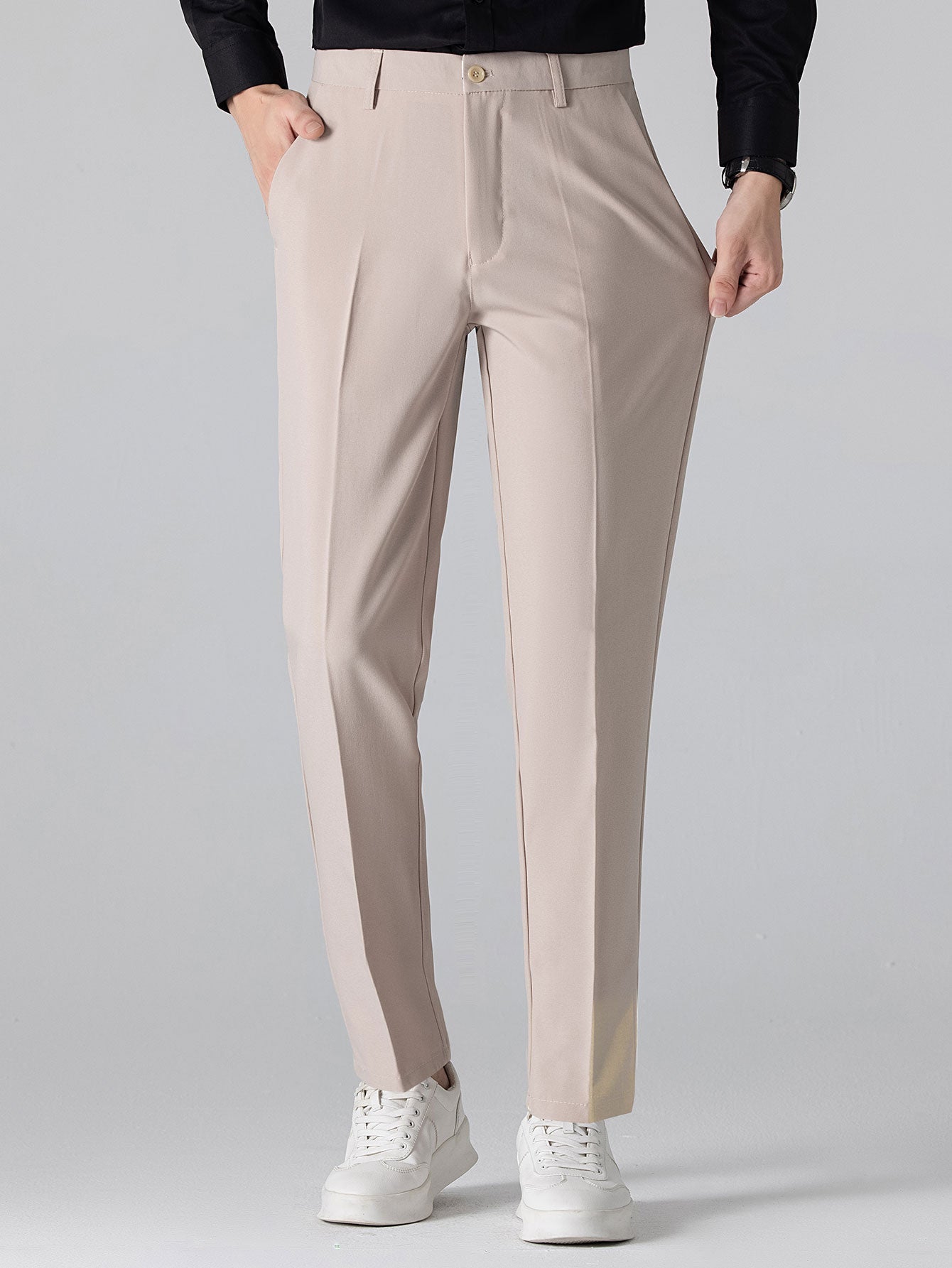 Geometric Jacquard Polo with Johnny Collar & Slim Fit Tapered Pants